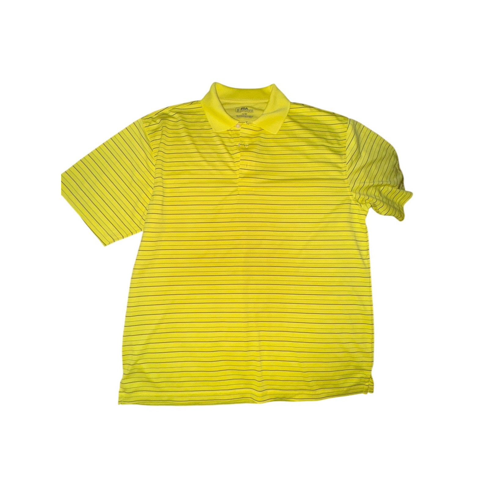 PGA Tour PGA Tour Men Striped Short Sleeve Polo Yellow SZ LARGE GOLF Size US L / EU 52-54 / 3 - 1 Thumbnail