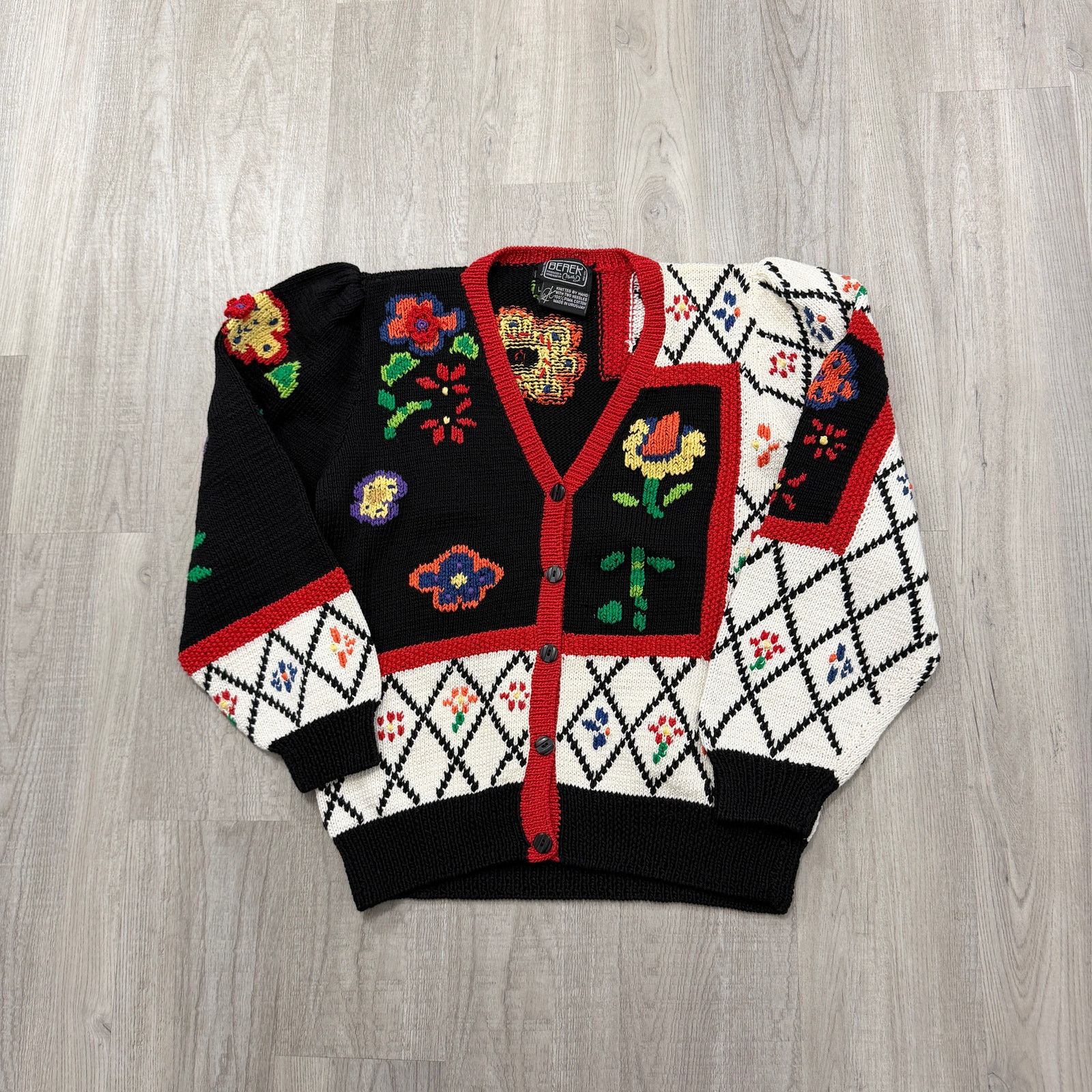 Vintage Vintage Berek Hand Knit Cardigan Sweater Women's Large 80s Size L / US 10 / IT 46 - 1 Thumbnail