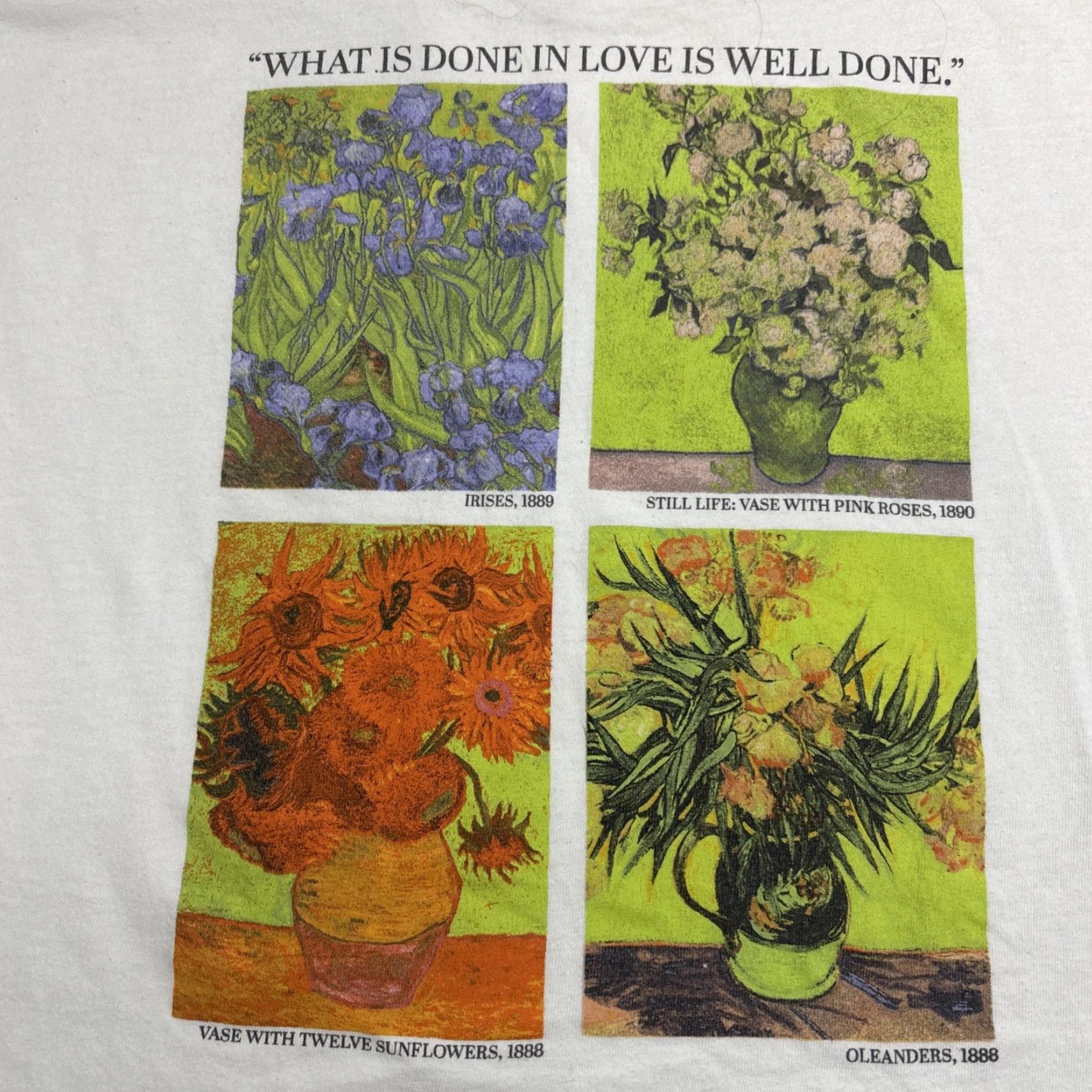 Vintage Mighty Fine Shirt Women XL White Cropped Vincent Van Gogh Flowers Ladies XL Cropped Flowers T-Shirt Women’s Size XL / US 12-14 / IT 48-50 - 2 Thumbnail
