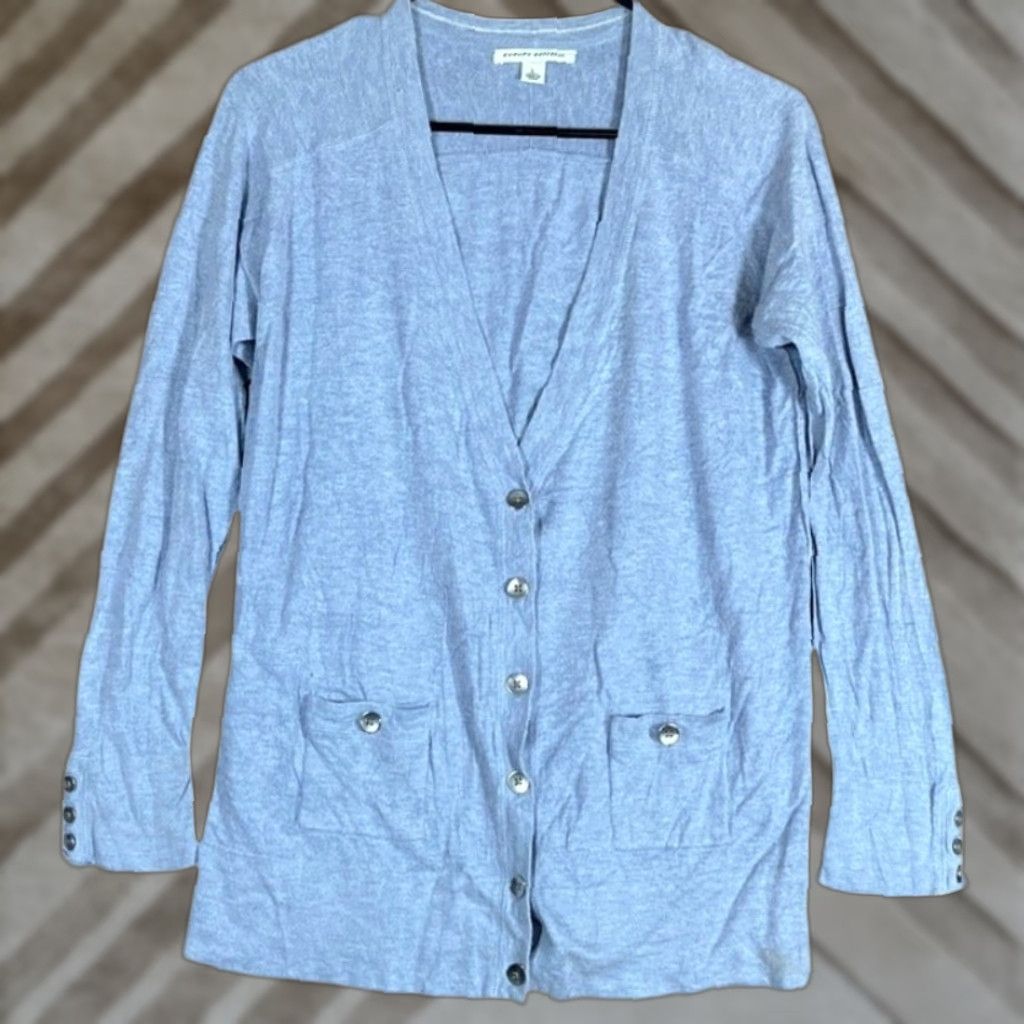 Banana Republic Banana Republic Cardigan Sweater Womens Lavender Button Wool Modal Blend Large Knitted V-Neck Pocketed Cardigan, Casual Workwear Preppy L Size L / US 10 / IT 46 - 1 Thumbnail