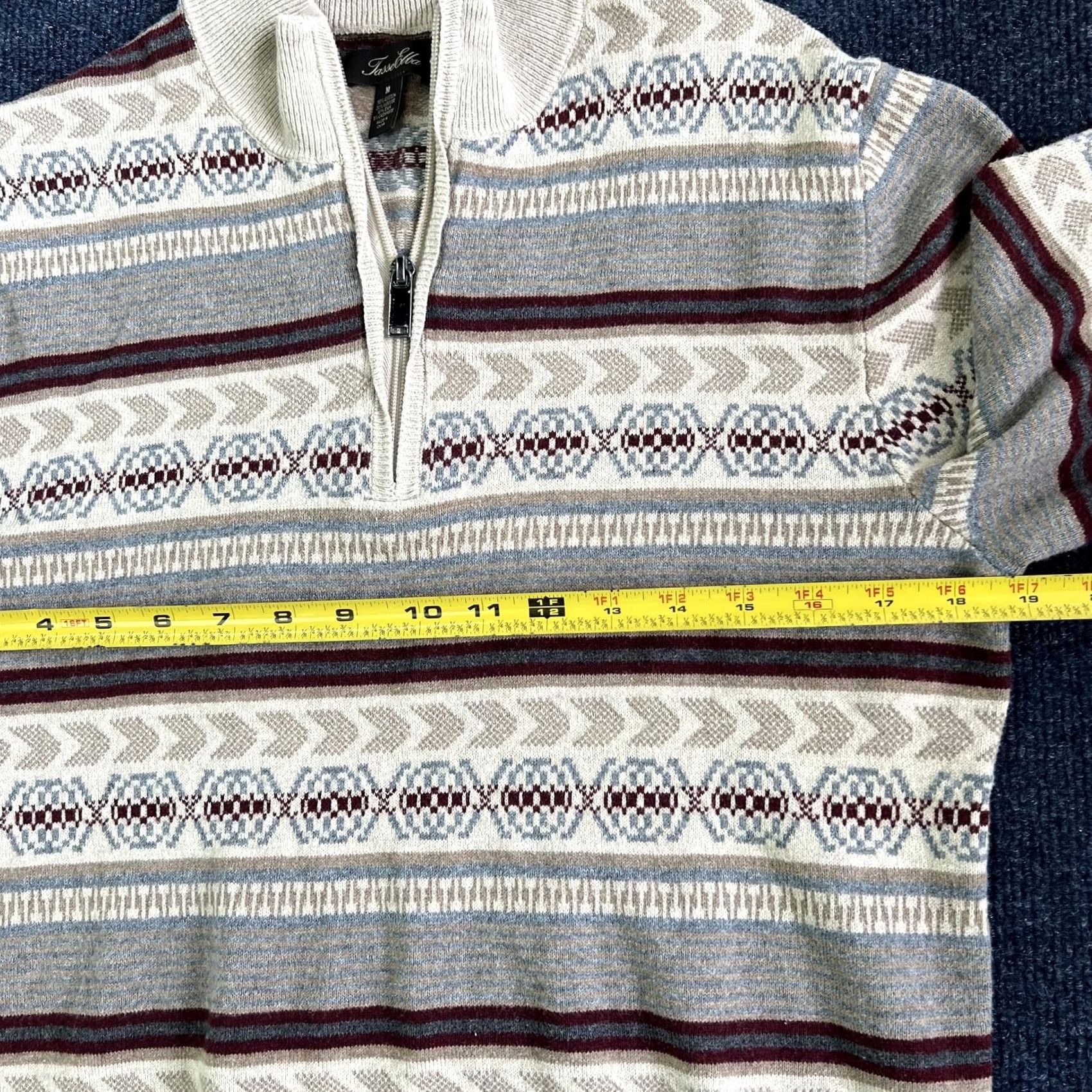 Tasso Elba Tasso Elba Sweater Mens M 1/4 Zip Mock Neck Striped Pullover Knit Soft Size US M / EU 48-50 / 2 - 7 Thumbnail