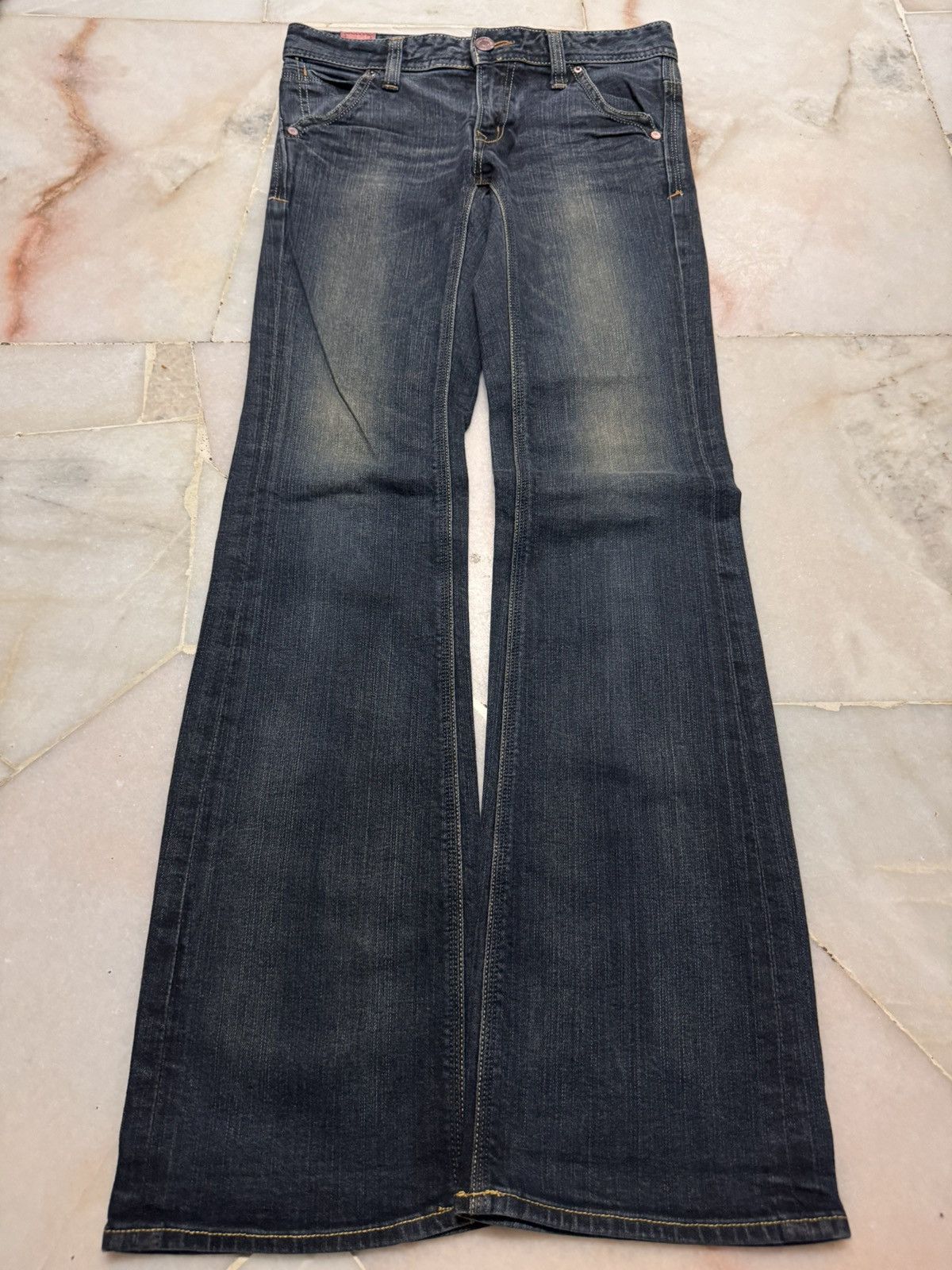 Tornado Mart VINTAGE 2000s GEORGIA BELL BOTTOM BOOTCUT MUD-WASHED Size US 28 / EU 44 - 3 Thumbnail