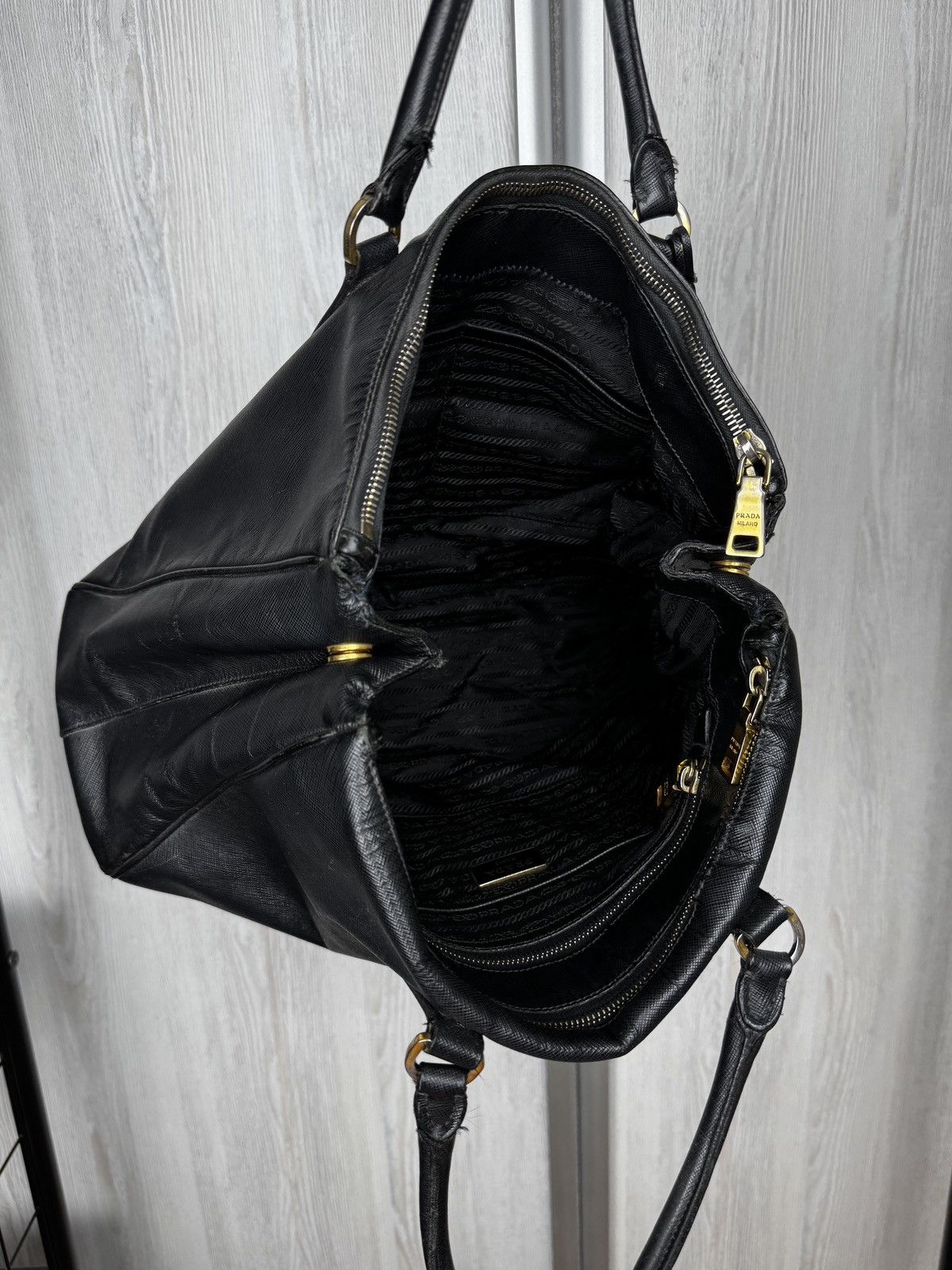 Prada Prada Black Saffiano Lux Leather Large Gardener's Tote Bag Size ONE SIZE - 14 Thumbnail