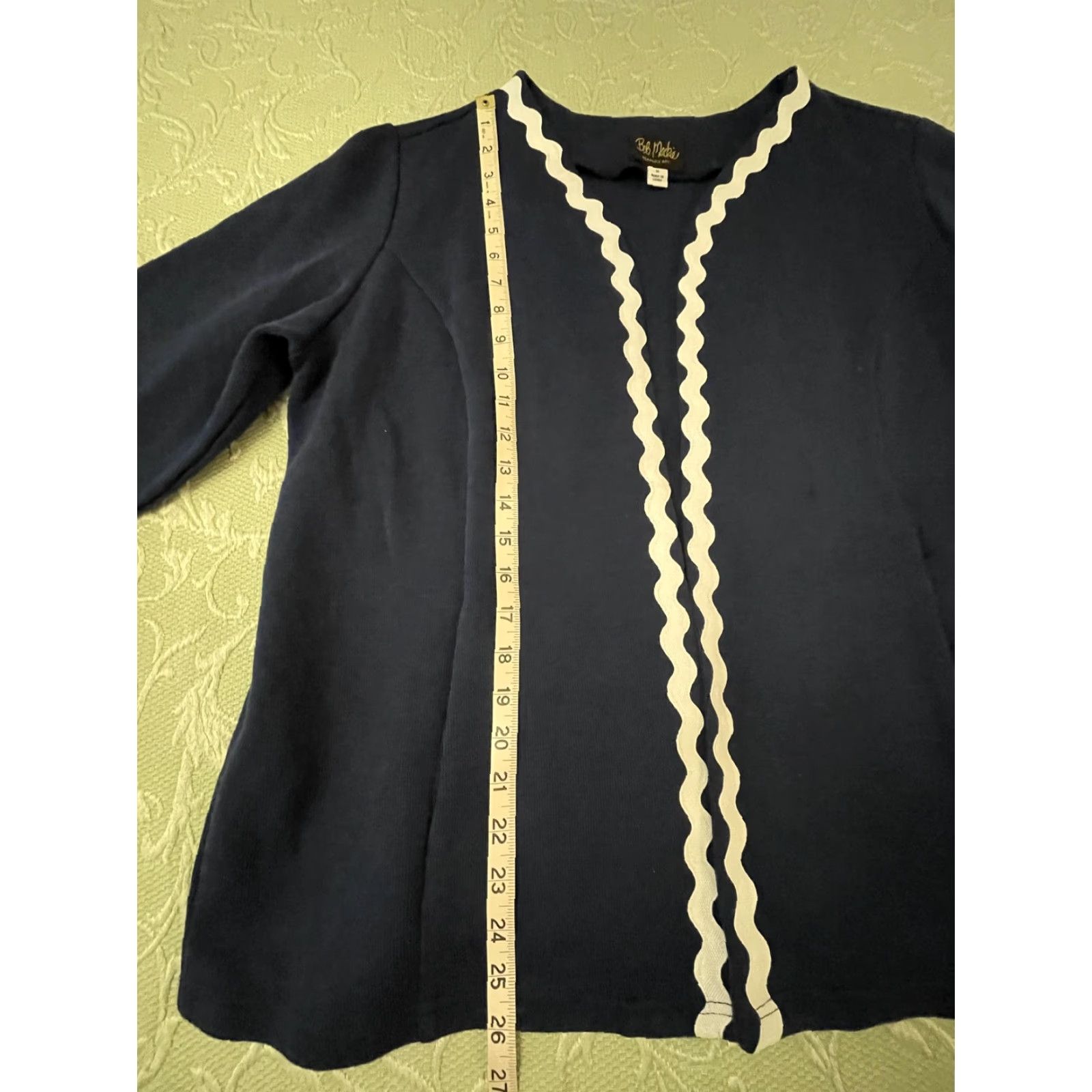 Bob Mackie VINTAGE Bob Mackie Jacket Womens 1X Navy Blue Open Front Wearable Art Pockets Trim Size XL / US 12-14 / IT 48-50 - 7 Thumbnail