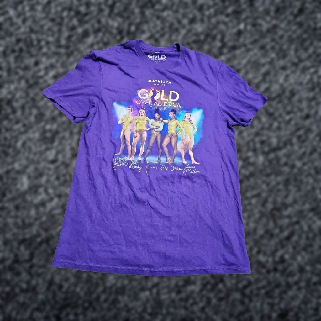 Athleta VINTAGE Athleta Adult T-Shirt Short Sleeve Crew Neck Gymnastics Double-Sided Purple 90s Unisex Size US M / EU 48-50 / 2 - 1 Thumbnail