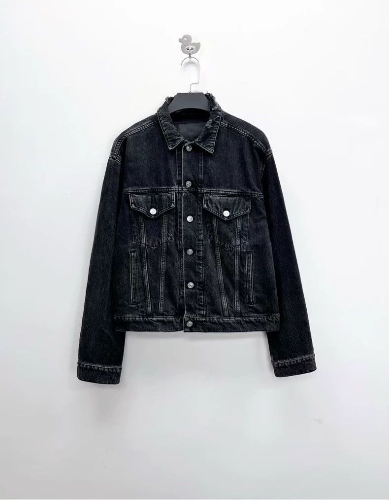 Balenciaga Balenciaga Black Distressed Denim Jacket Size US M / EU 48-50 / 2 - 1 Thumbnail