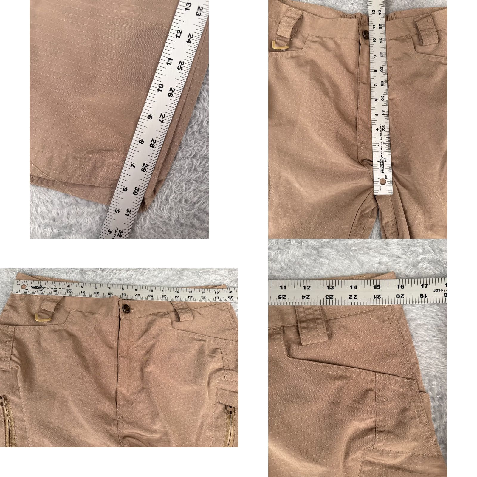 Vintage Tactical Pants Women Large Beige Cargo Rip-Stop Fabric Lightweight Poly 34x31 Size 36" / US 14 / IT 50 - 8 Thumbnail