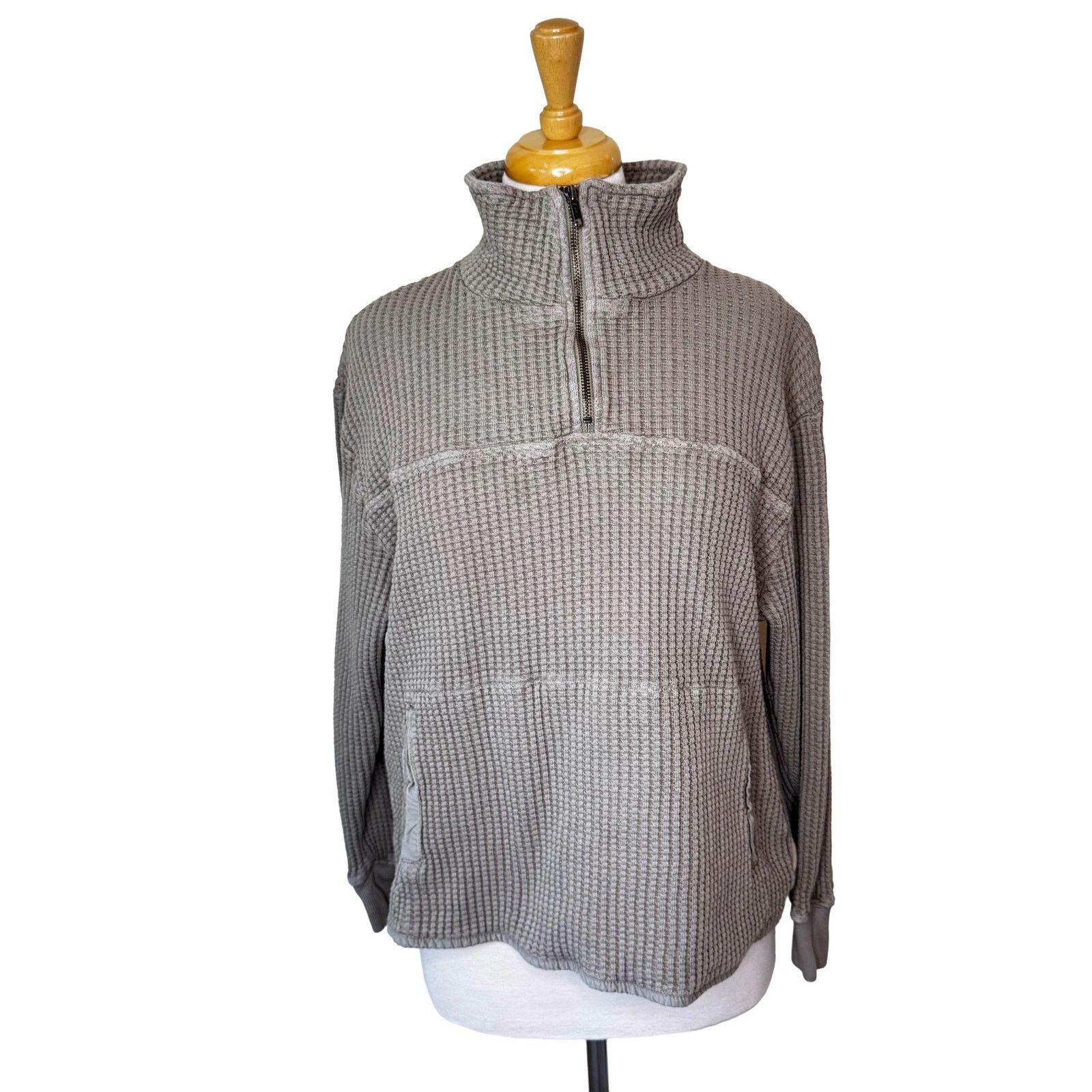 MATE the Label MATE THE LABEL Organic Waffle Long Sleeve Quarter Zip Brick Size M / US 6-8 / IT 42-44 - 2 Thumbnail
