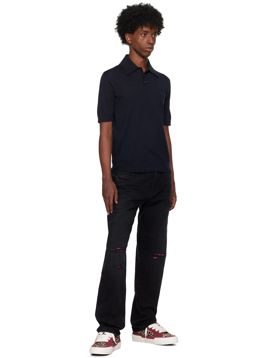 Amiri o1s1wg110925 MA Polo Shirt in Navy Size US XL / EU 56 / 4 - 4 Thumbnail