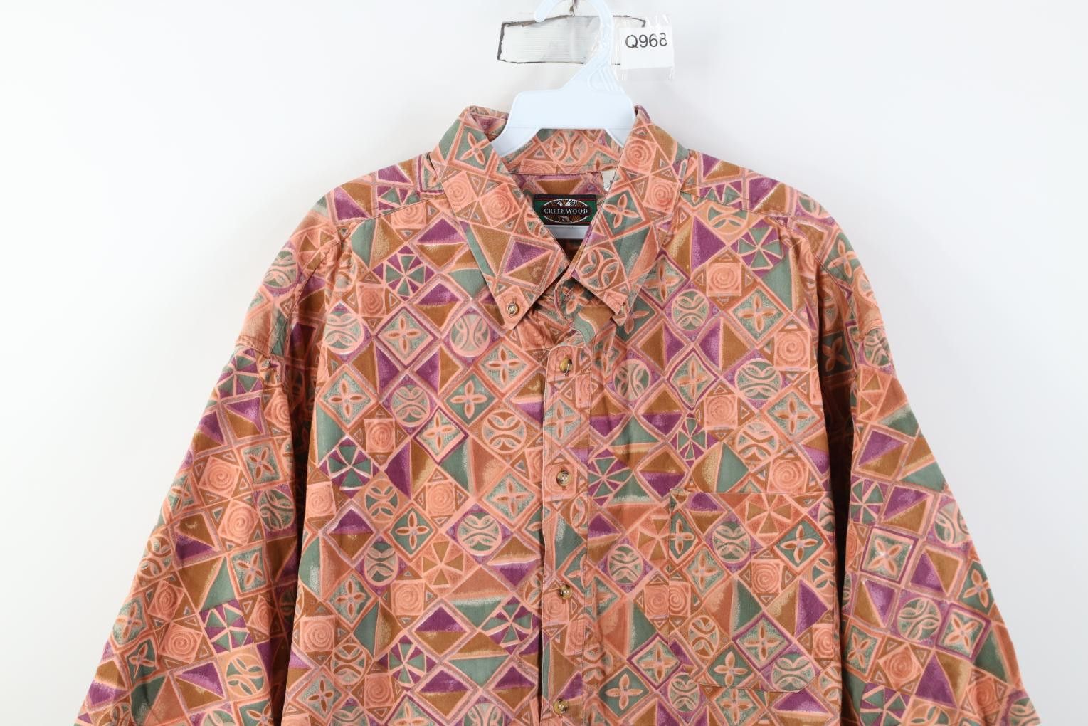 Vintage Vintage 90s Streetwear Geometric Collared Button Down Shirt Size US XXL / EU 58 / 5 - 2 Thumbnail