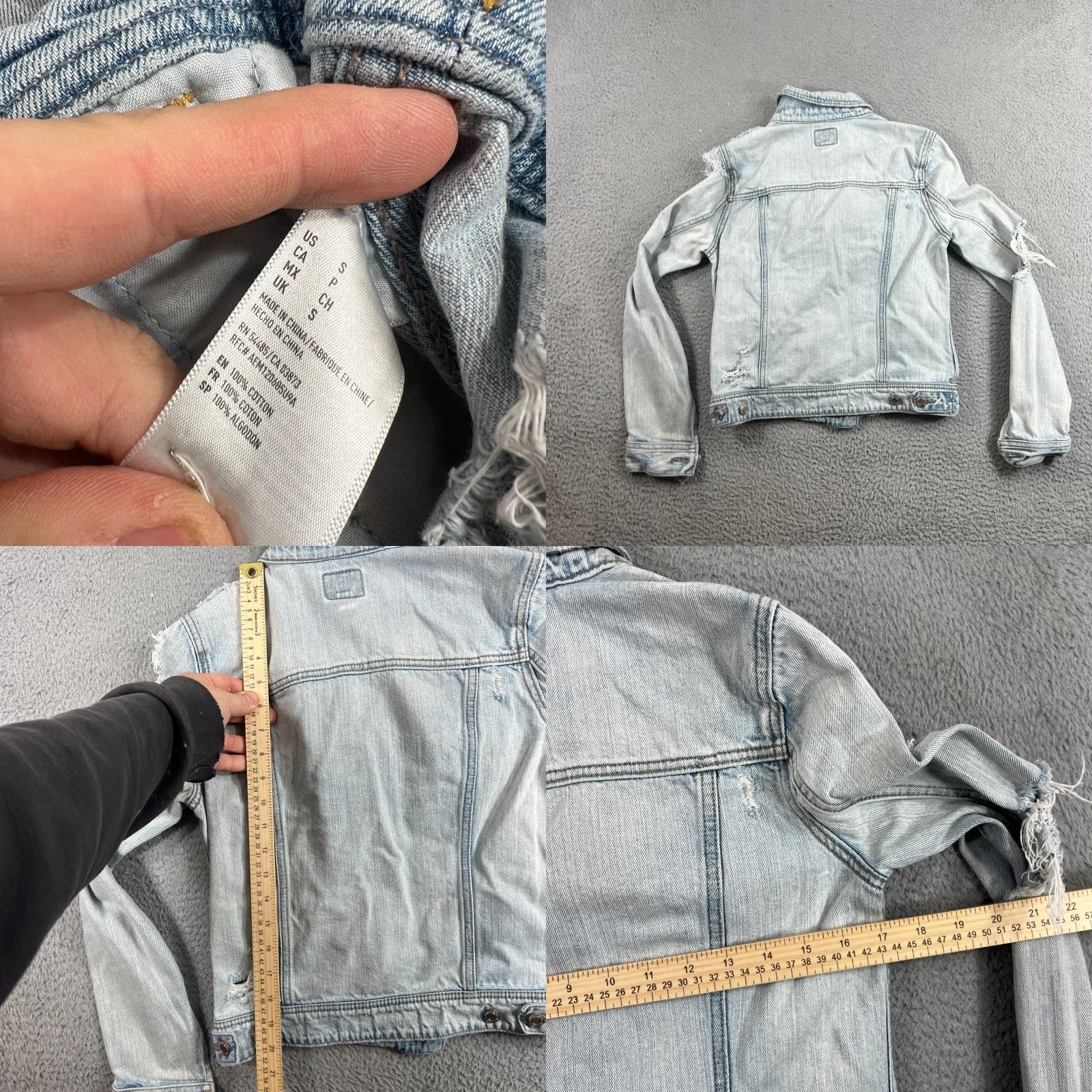 American Eagle Outfitters VINTAGE American Eagle Womens S Light Wash Distressed Denim Jean Jacket Trucker Grunge Size 28" / US 6 / IT 42 - 8 Thumbnail