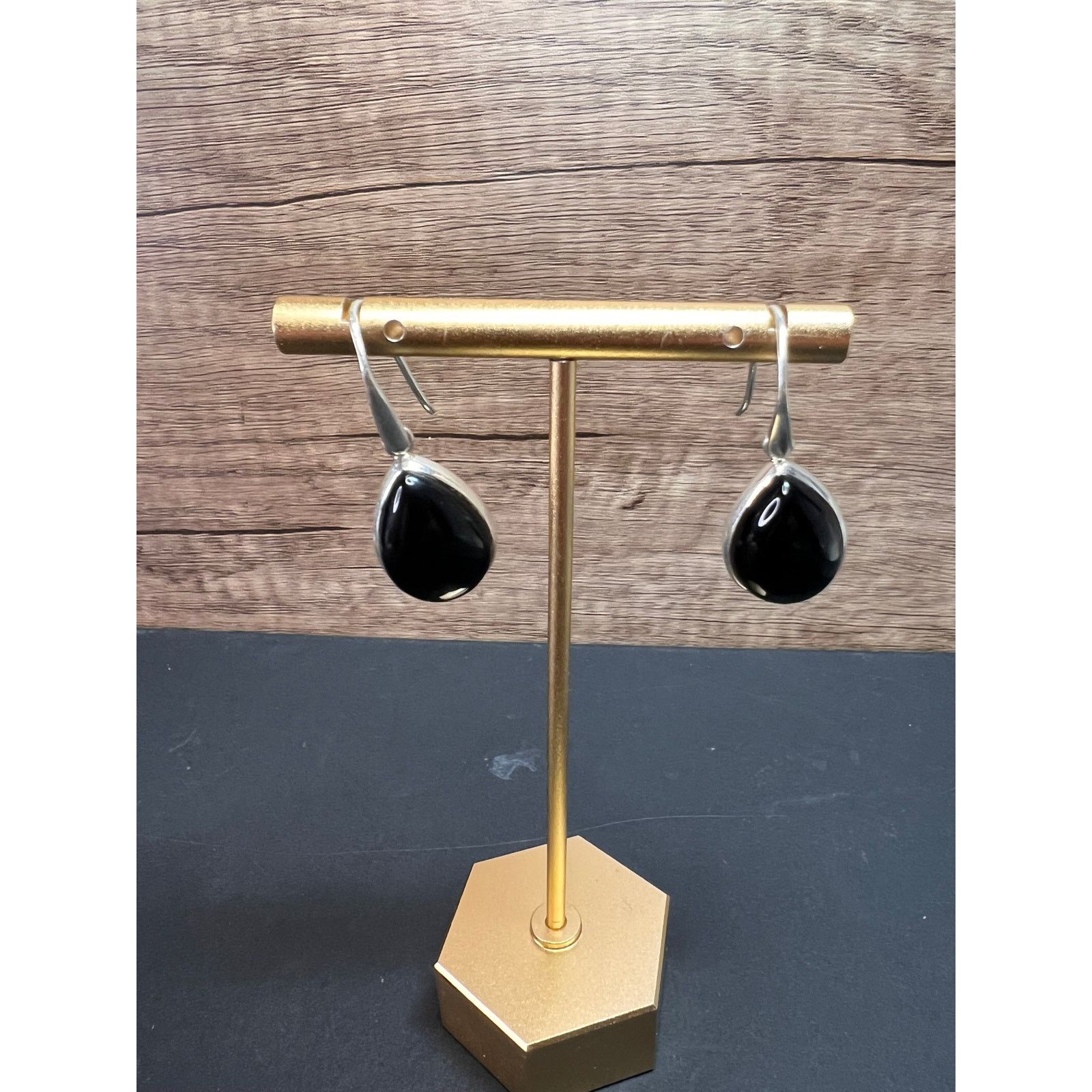 Other NEW Black onyx sterling silver teardrop earrings 7.49 grams Size ONE SIZE - 10 Thumbnail