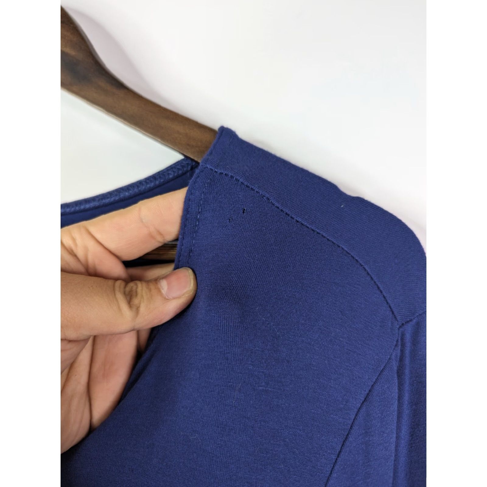 Vintage Joan Vass New York Dress Navy Blue Midi L Pockets Rayon Women's Size L / US 10 / IT 46 - 3 Thumbnail