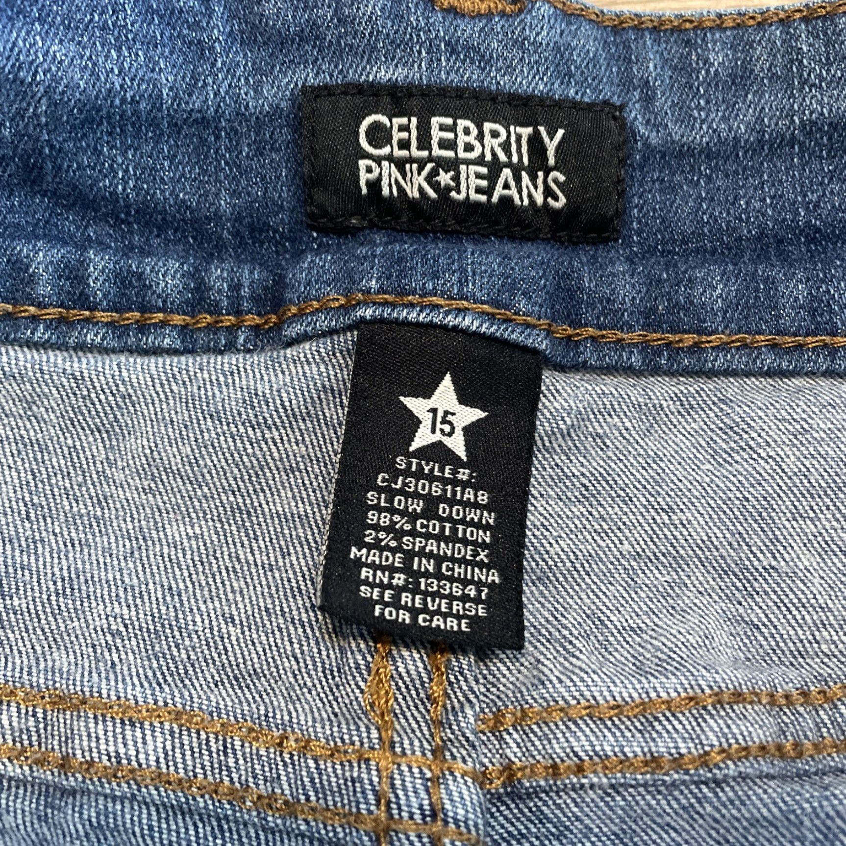 Vintage CELEBRITY PINK Distressed Embroidered Boyfriend Jean Shorts Size 15 Juniors Blue Womens Size 36" / US 14 / IT 50 - 2 Thumbnail