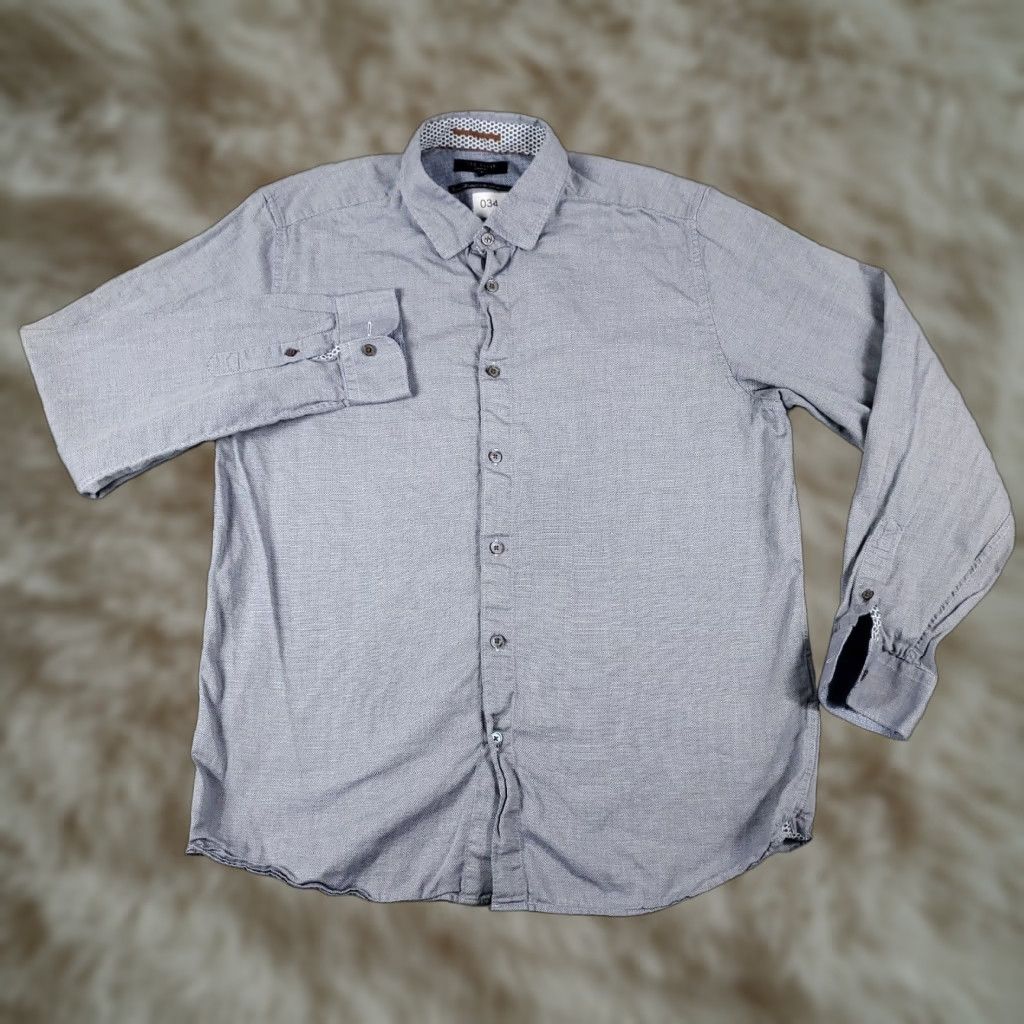 Ted Baker TED BAKER LONDON Shirt Mens Size 5 Gray Button-Up Long Sleeve Casual Modern Classic Size US S / EU 44-46 / 1 - 1 Thumbnail