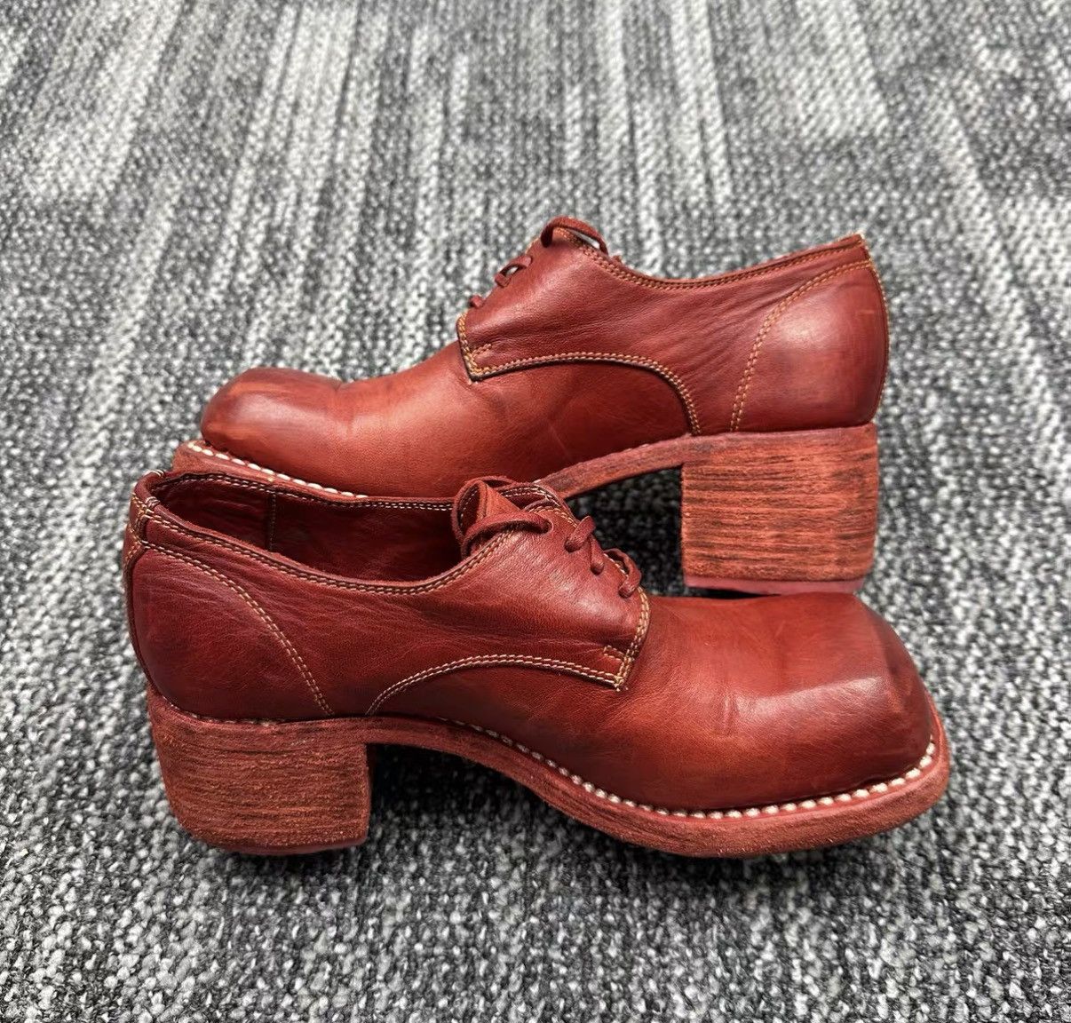 Guidi Guidi 9082 Chunky Heel Square Toe Horse Derby Shoes J42 Size US 5 / IT 35 - 5 Thumbnail