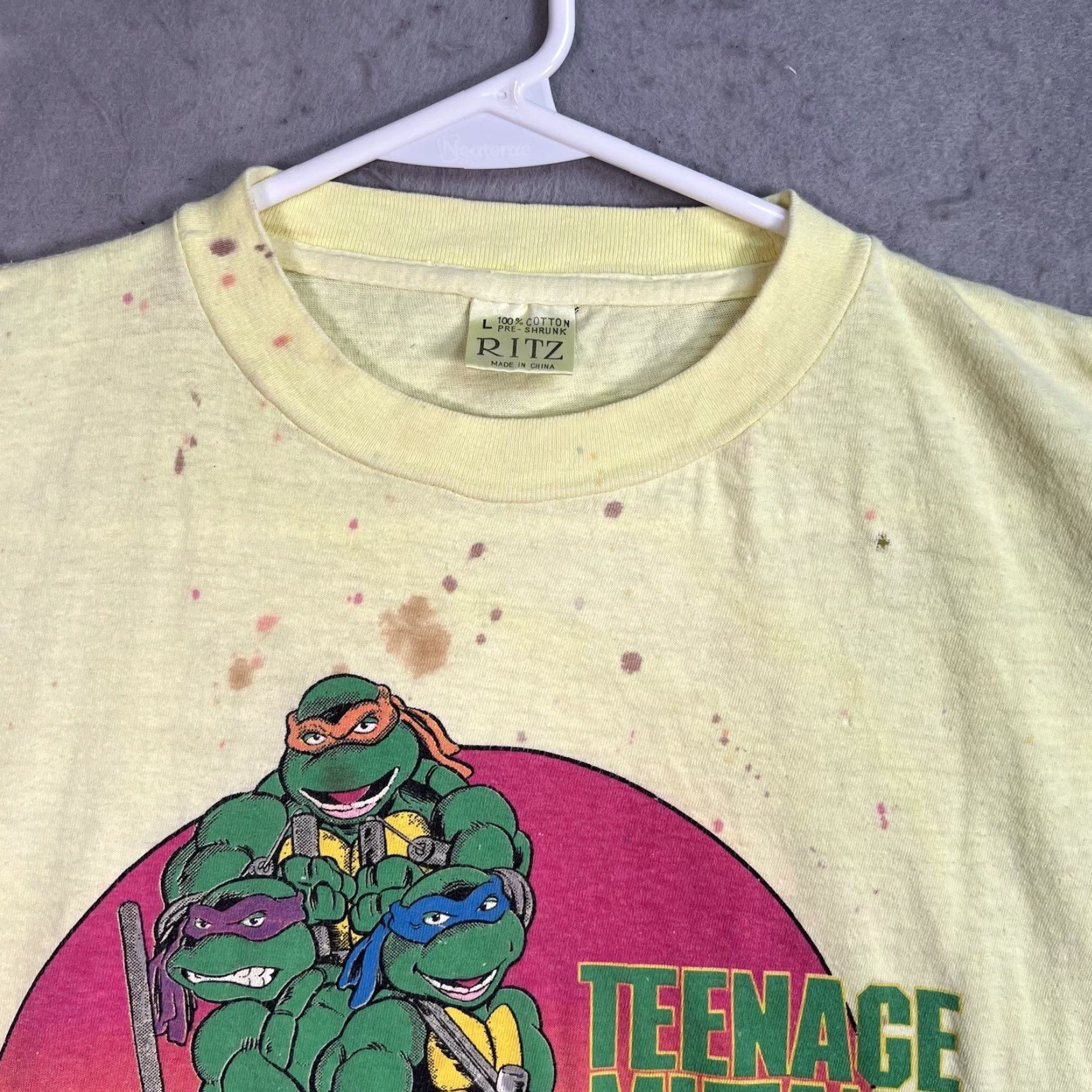 Vintage VINTAGE 90s Ritz Teenage Mutant Ninja Turtles Movie Graphic Tee Adult Large Yellow Mens Size US L / EU 52-54 / 3 - 7 Thumbnail