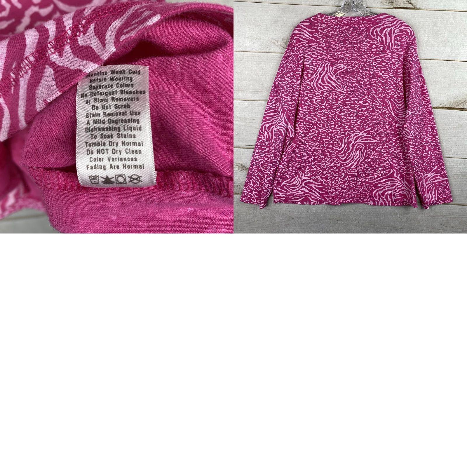 Vintage Fresh Produce Cardigan Womens 2XL Pink Animal Print Pearl Snap Long Sleeve Shirt Womens 2XL Pink Animal Print Cardigan Size XXL / US 16-18 / IT 52-54 - 8 Thumbnail
