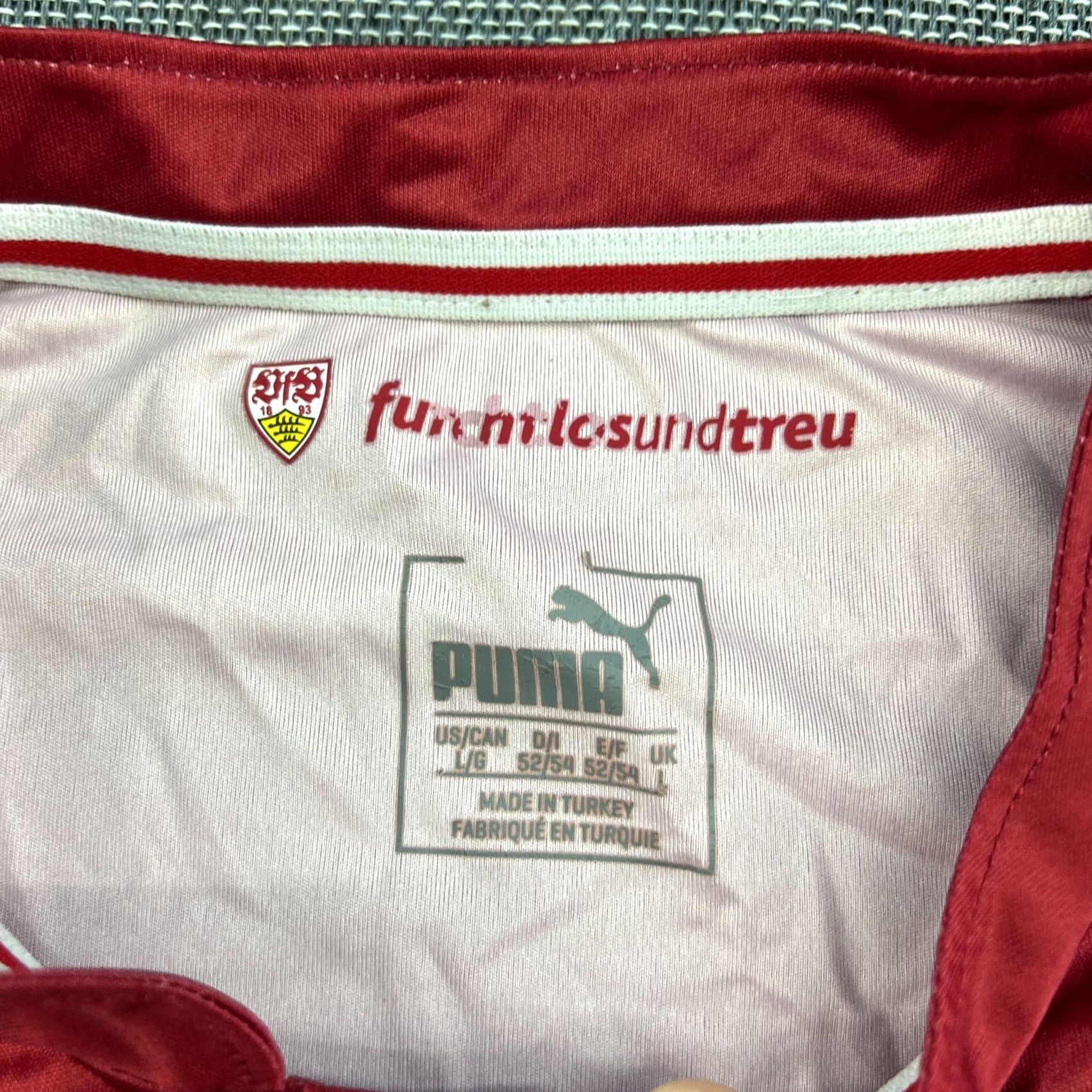 Puma PUMA Stuttgart 2016 2017 Away Football Jersey Mens Large Red T-Shirt Short Sleeve Moisture Wicking Quick Dry Athletic Football Jersey Mens Size US L / EU 52-54 / 3 - 6 Thumbnail