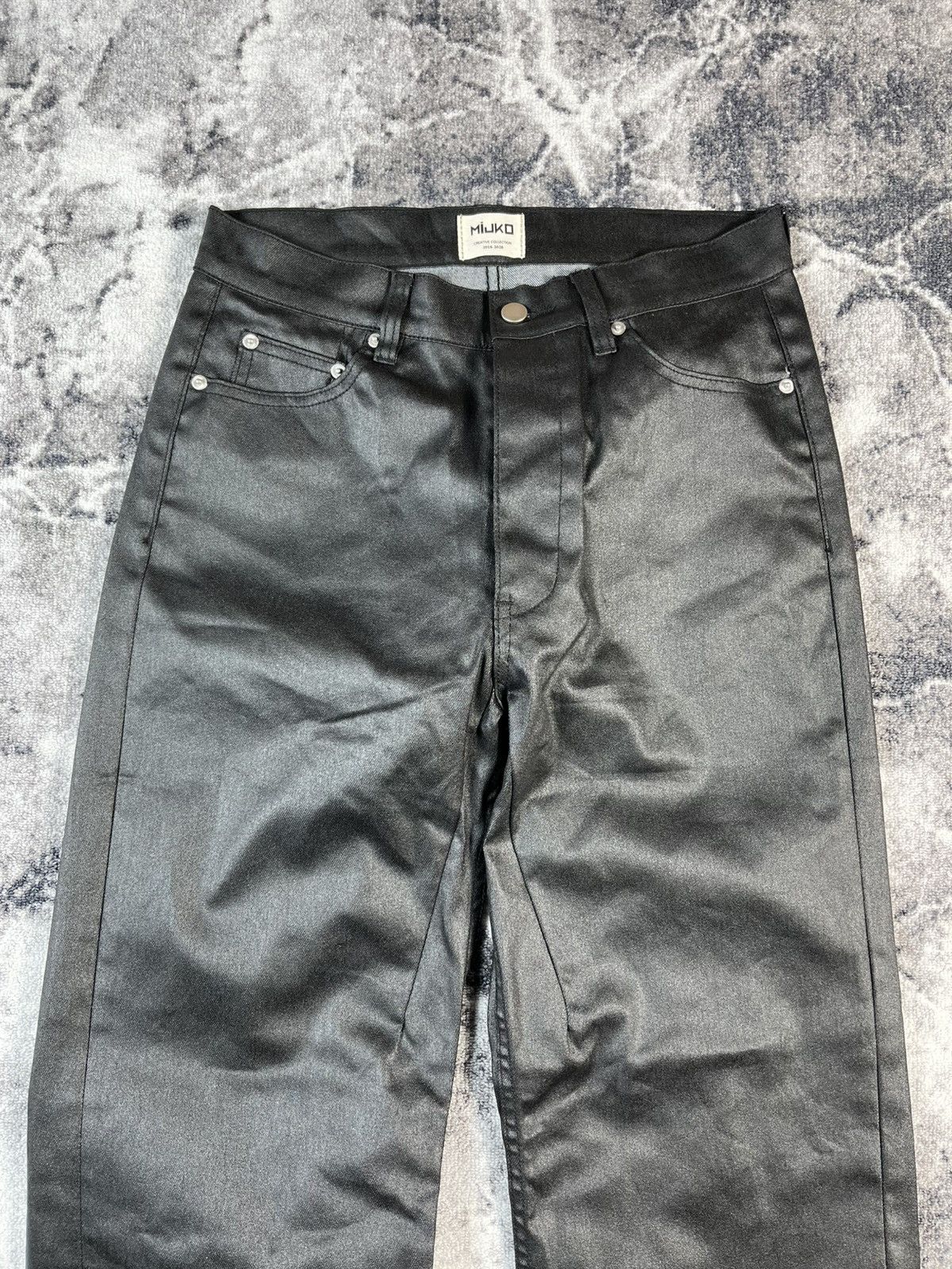 Other MIJKO Coated Denim Leather Look Pants Y2K Straight Fit M Size 31" - 3 Thumbnail