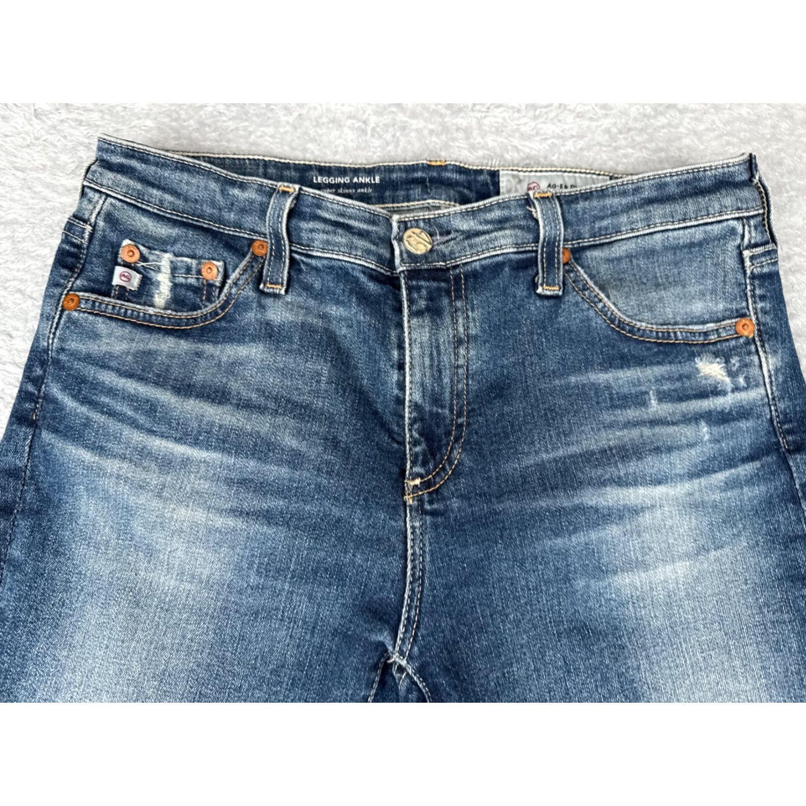 Vintage AG Adriano Goldschmied Jeans Women 28 Blue Legging Super Skinny Distressed Denim Skinny Jeans Women 28 Blue Size 28" / US 6 / IT 42 - 4 Thumbnail