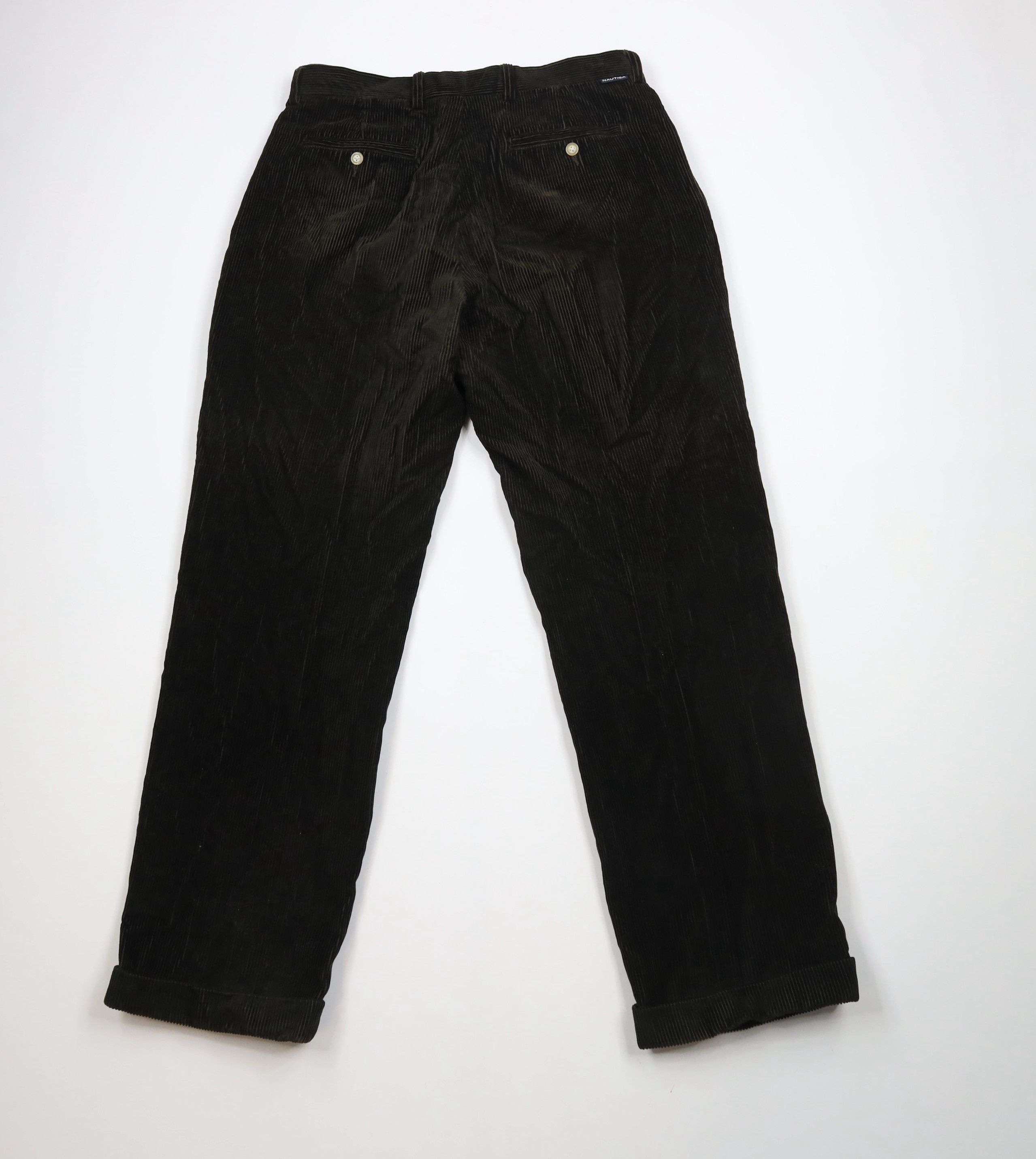 Nautica × Vintage Vintage Nautica Pleated Wide Leg Corduroy Pants Dark Green Size US 36 / EU 52 - 12 Thumbnail