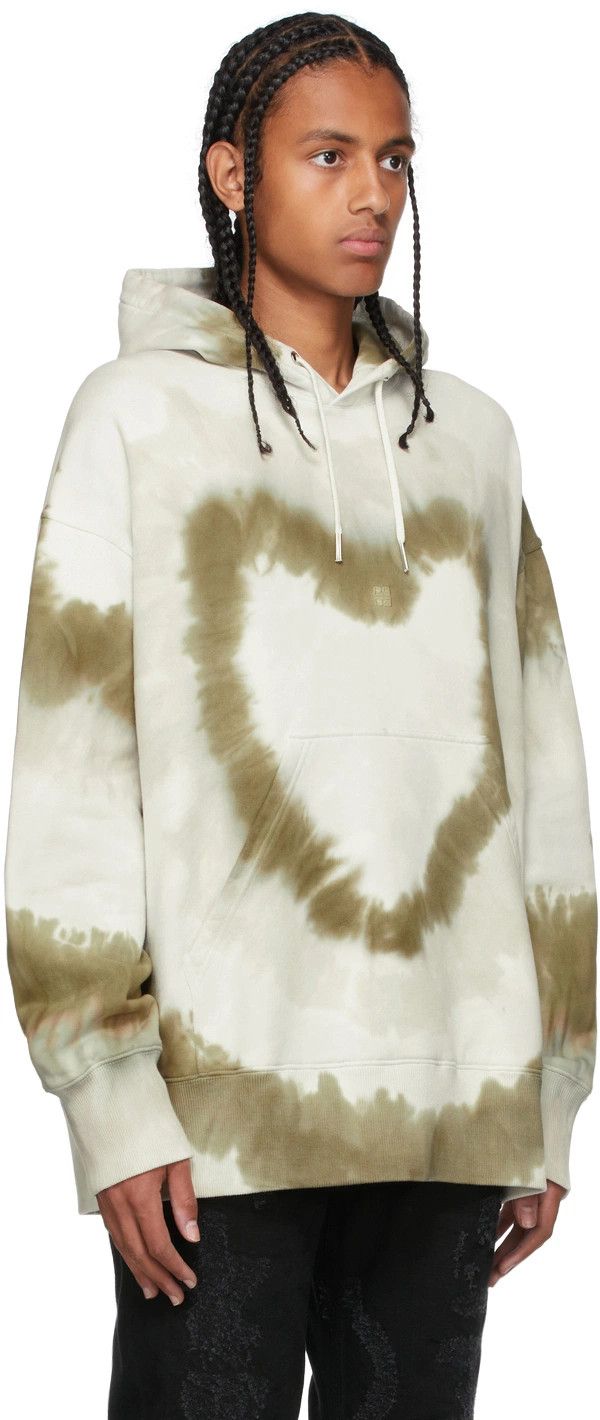 Givenchy Green And White Tie Dye Heart Logo Oversized Hoodie Size XS / US 0-2 / IT 36-38 - 3 Thumbnail