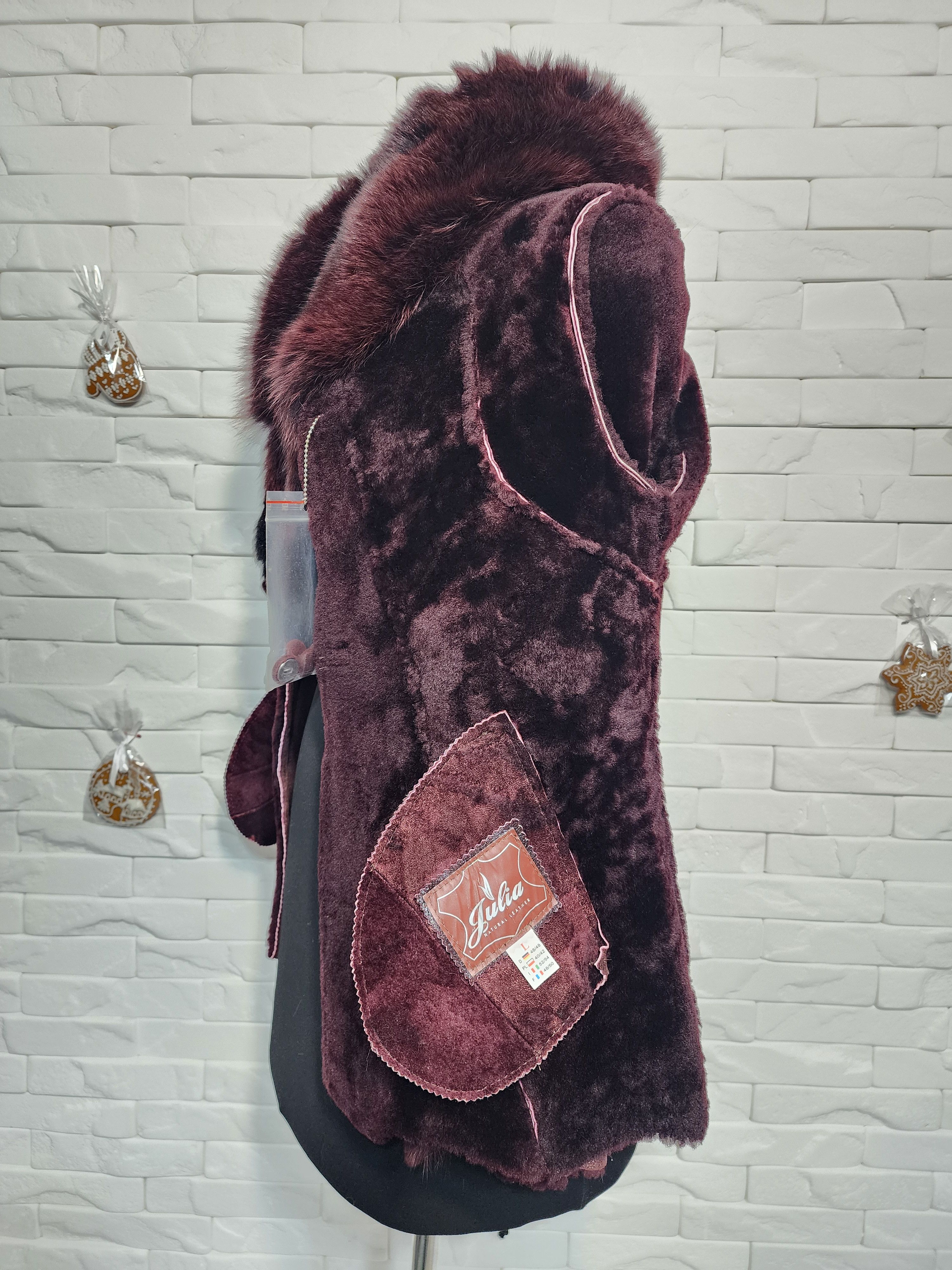 Genuine Leather Women's Brown Sheepskin Coat: Genuine Fur Collar Size M / US 6-8 / IT 42-44 - 9 Thumbnail