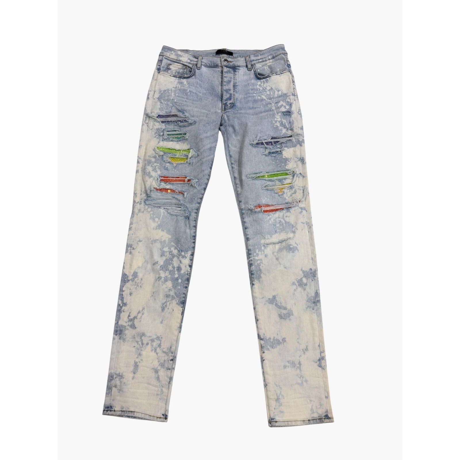 Amiri Amiri Bleached Rainbow Crystal Light Wash Jeans Size US 36 / EU 52 - 1 Thumbnail