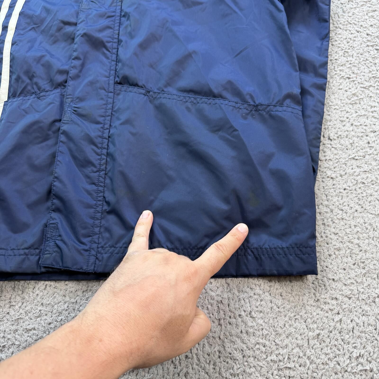 Adidas Vintage Y2K Adidas Hooded Windbreaker Jacket Youth M Navy Size US M / EU 48-50 / 2 - 8 Thumbnail