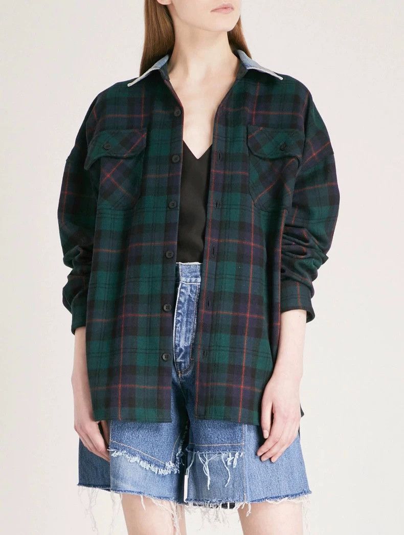Fear of God Fear of God Green checkered denim collar shirt Size US M / EU 48-50 / 2 - 8 Thumbnail