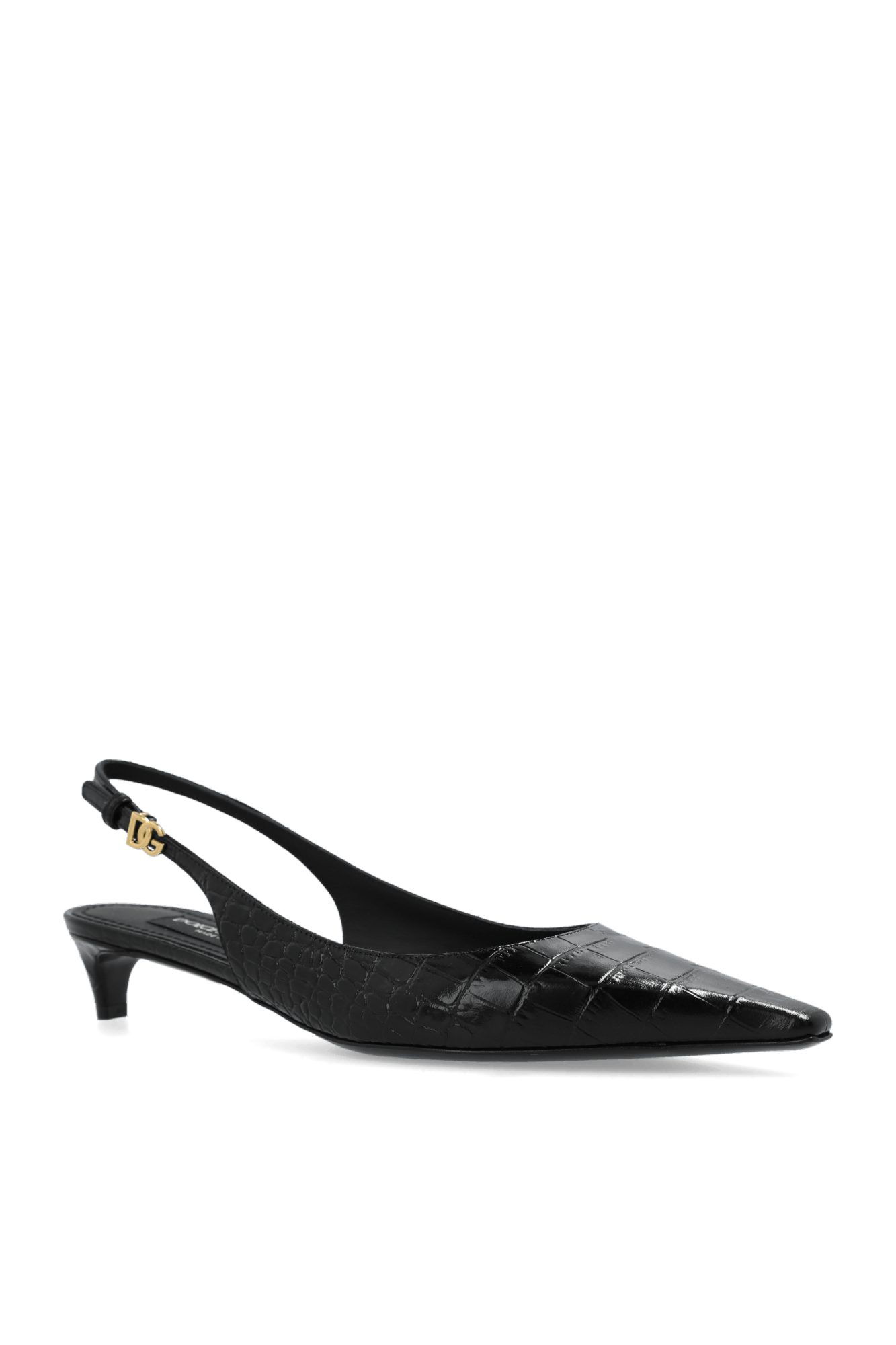 o1s22i1n0225 Cocco Print Leather Slingback Pumps in Black