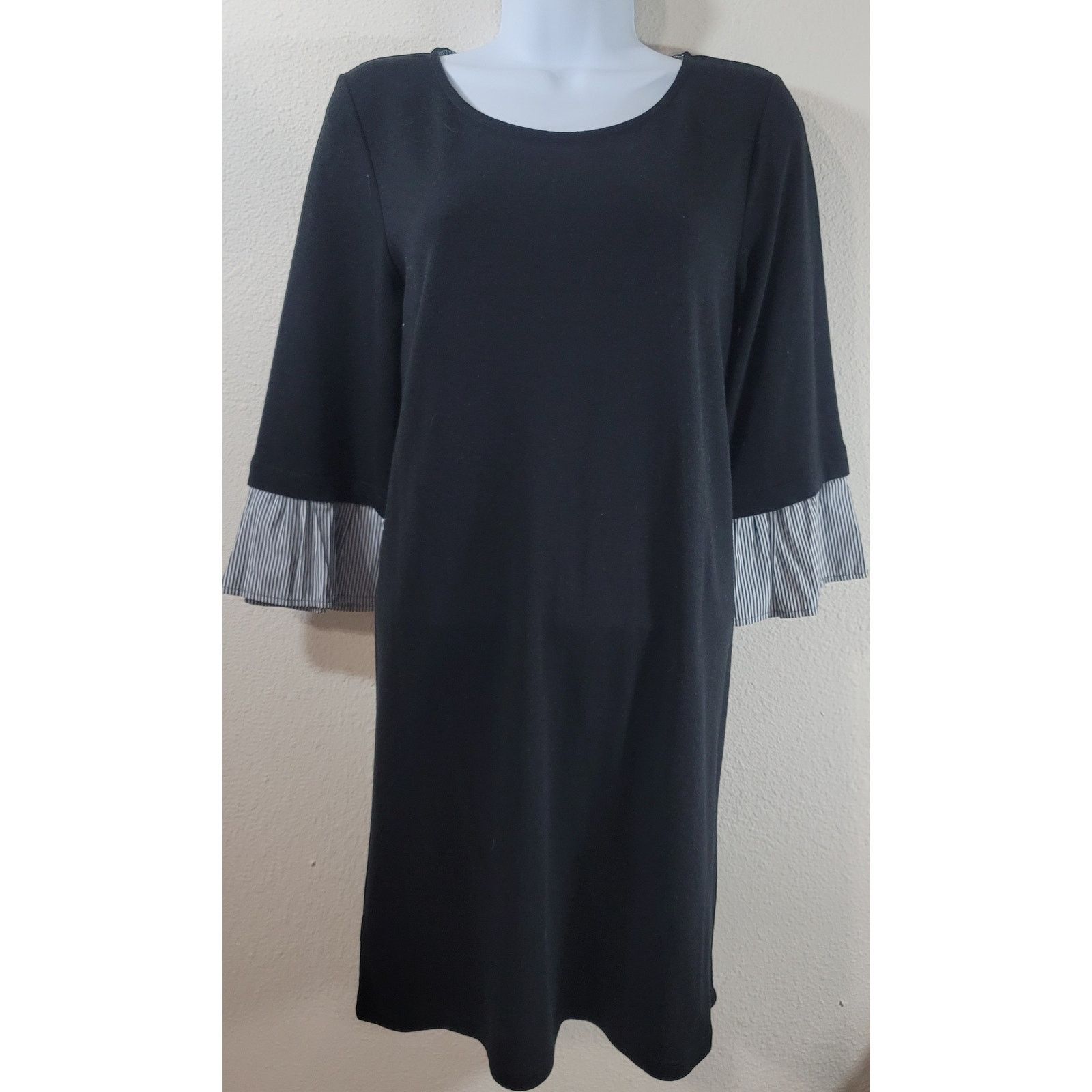 Other Pleione Black 3/4 Ruffled Sleeves A Line Mini Dress Small Size S / US 4 / IT 40 - 5 Thumbnail