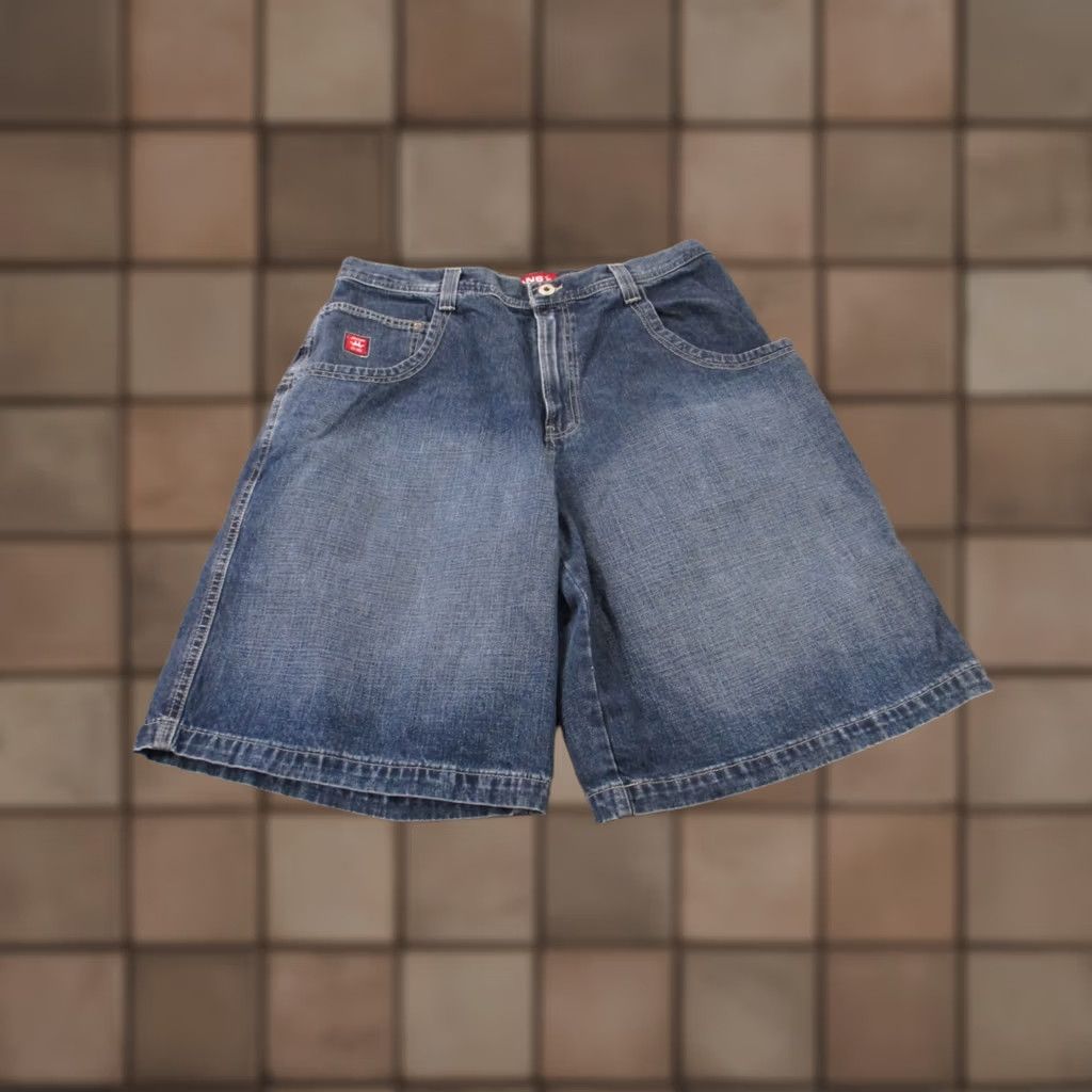 JNCO JNCO Jeans Shorts 38 Blue Denim Bermuda Mens Wide Leg Logo Dragon Embroided Skater Y2K Size US 36 / EU 52 - 1 Thumbnail
