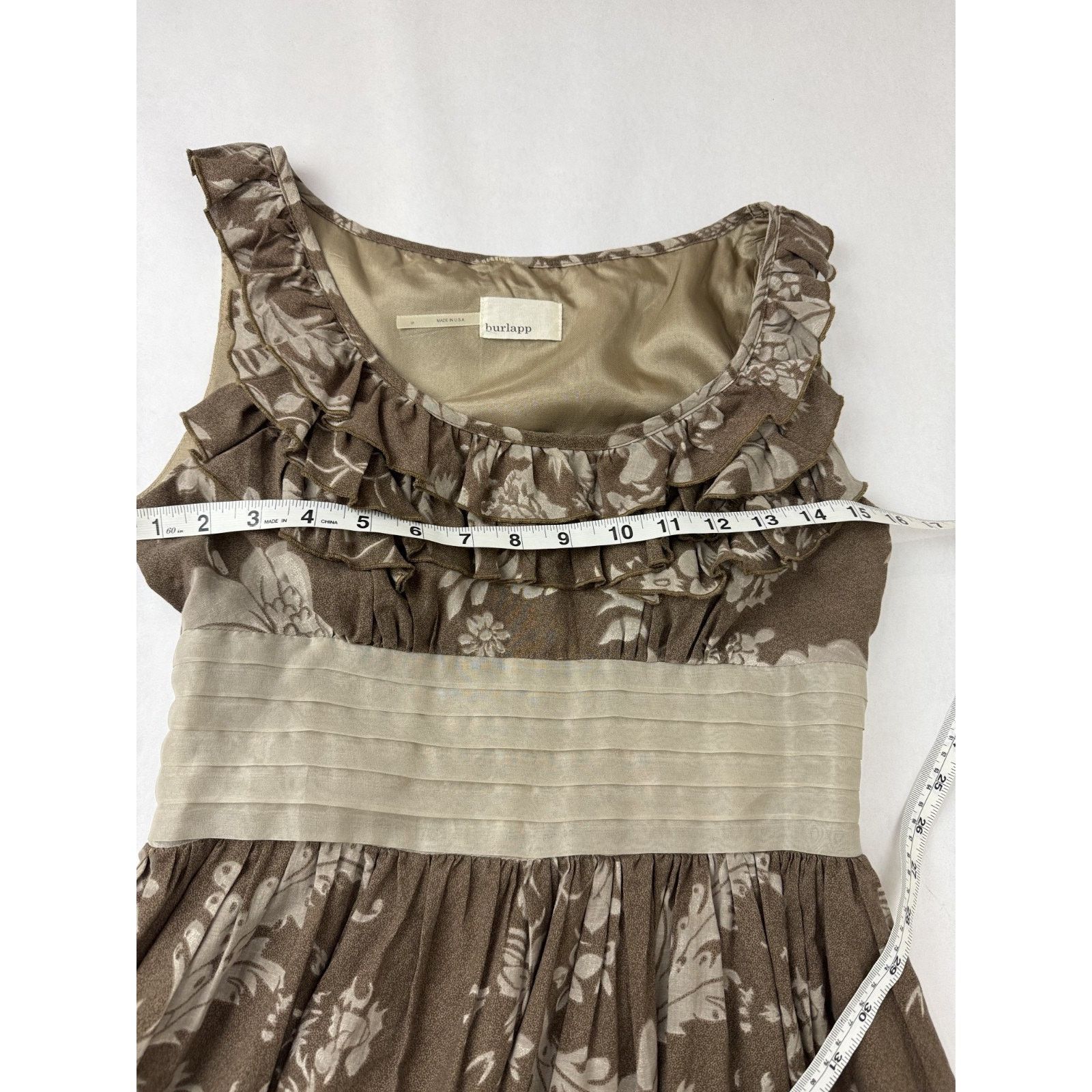 Anthropologie Anthropologie Burlapp Cottagecore Neutral Floral Dress Small Size S / US 4 / IT 40 - 5 Thumbnail