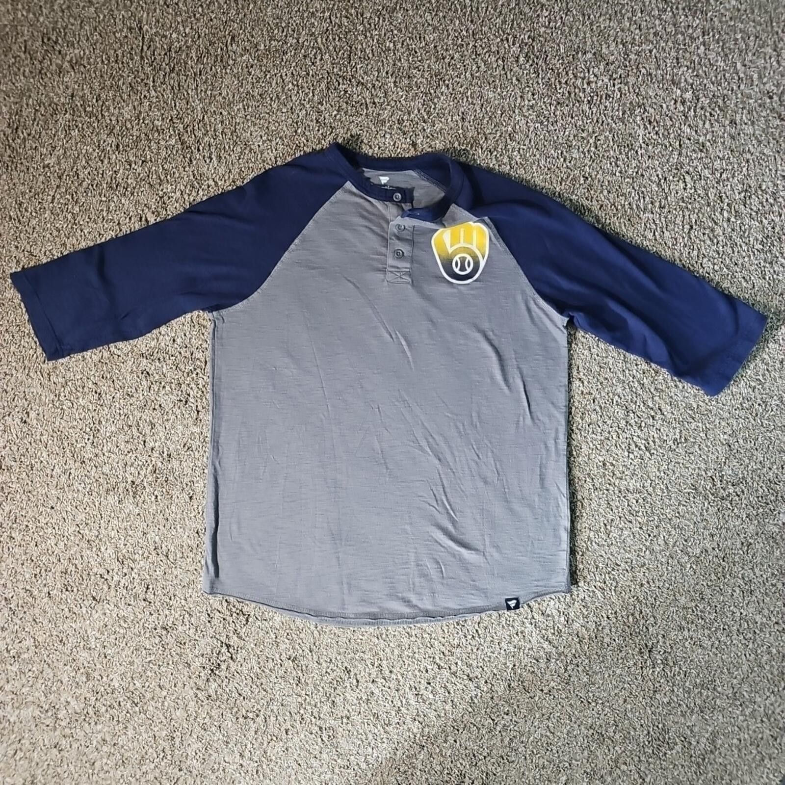 Other Fanatics M Milwaukee Brewers 3/4 Henley Shirt Size ONE SIZE - 1 Thumbnail