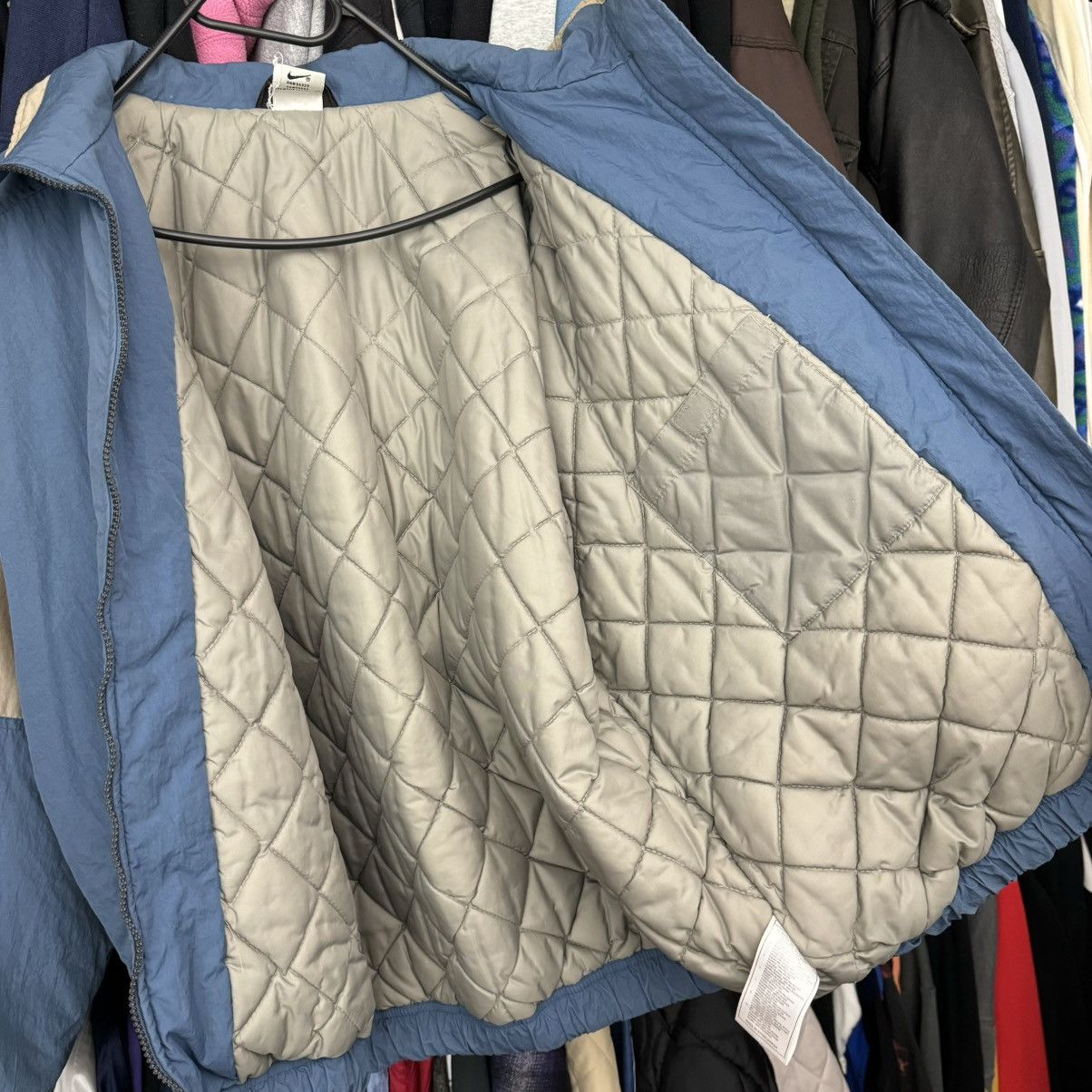 Nike × Vintage Vintage Nike Central Swoosh Bomber Jacket 90s y2k beige blue Size US M / EU 48-50 / 2 - 15 Thumbnail