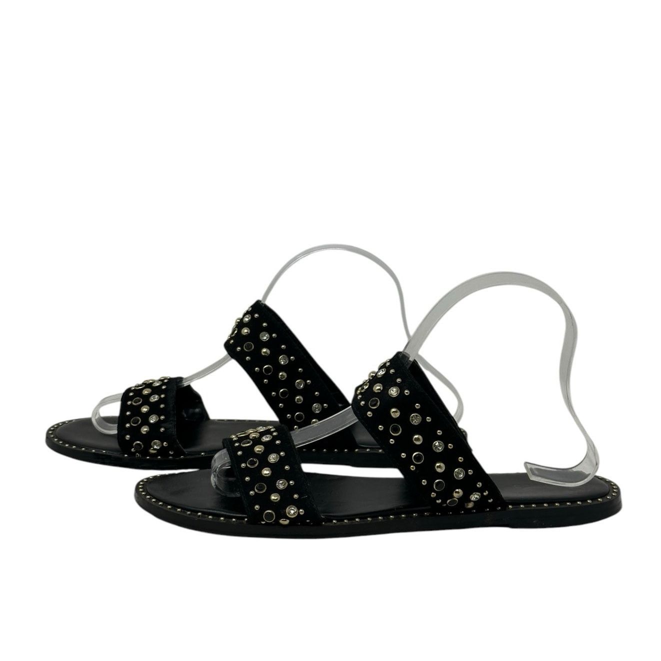 Express Express black faux suede studded flat sandals size 10 Size US 10 / IT 40 - 1 Thumbnail
