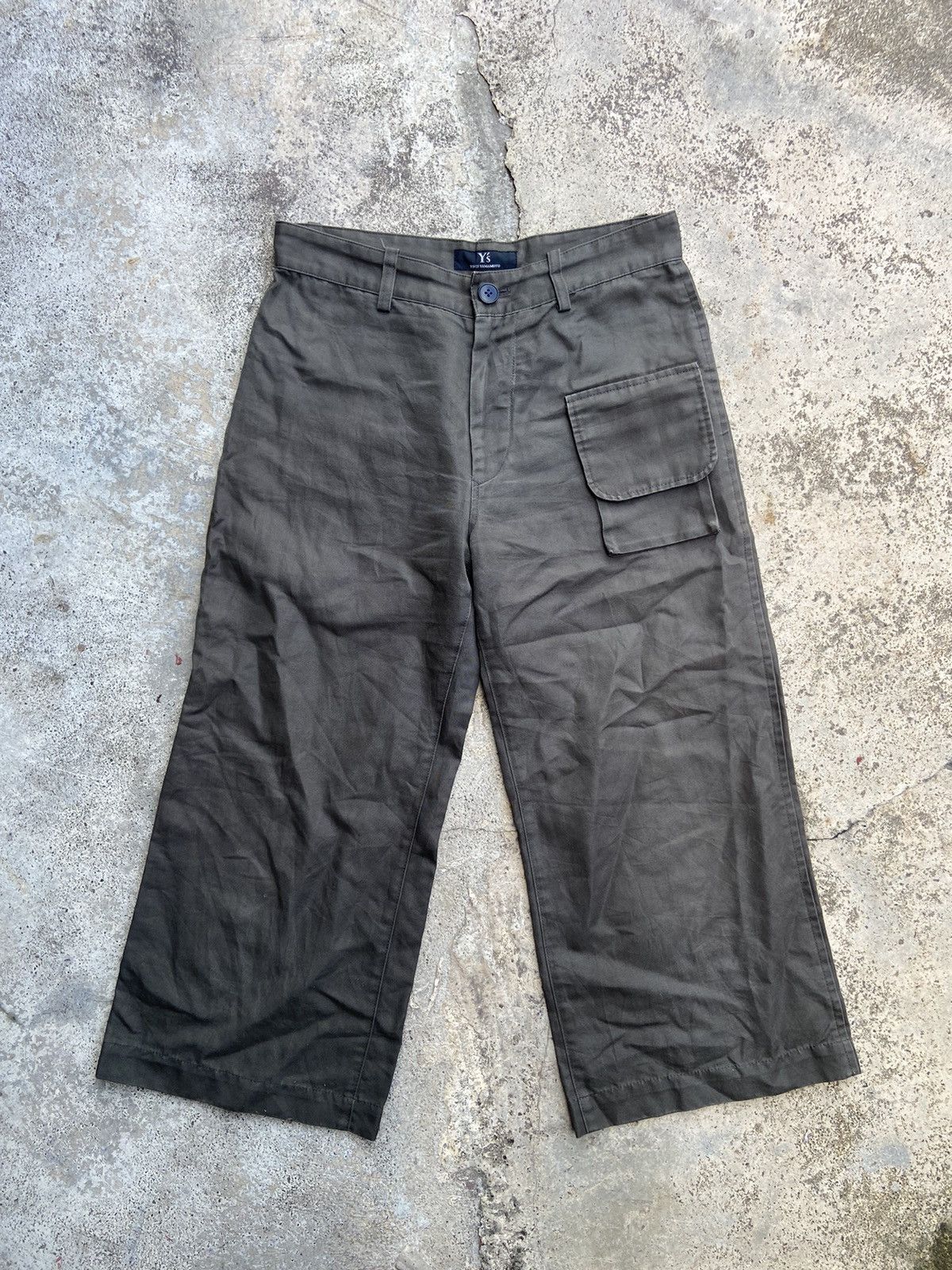 Yohji Yamamoto AW2003 Y's Ramie Blend Wide Cropped Trousers Cargo Pocket Size US 32 / EU 48 - 1 Thumbnail