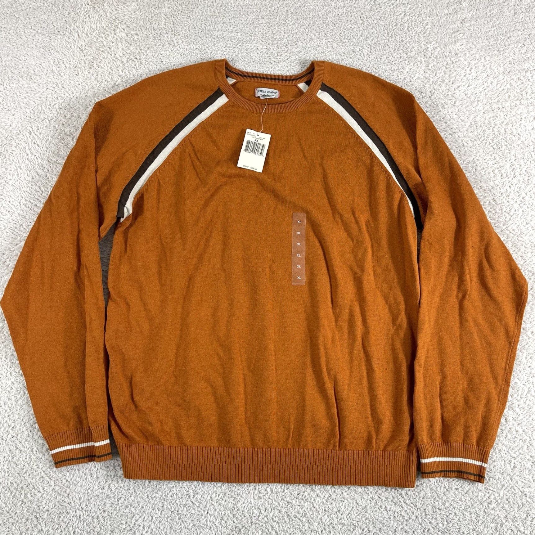 Guess VINTAGE GUESS Sweater Mens XL Brown Orange Cotton Y2K Knit Pullover Grunge NWT Size US XL / EU 56 / 4 - 2 Thumbnail