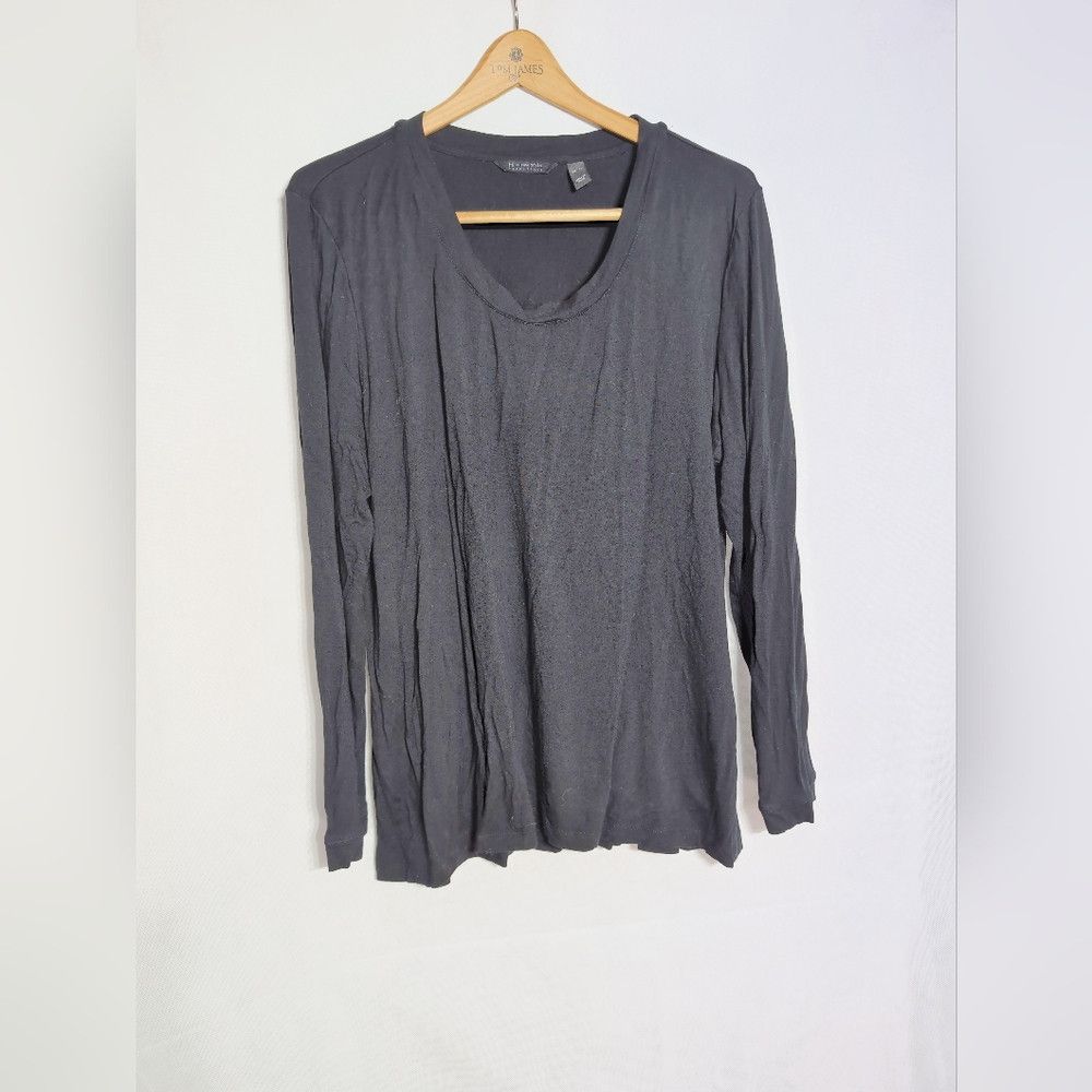 Halston H By Halston Black Long Sleeve Women's Top Sz XL Size XL / US 12-14 / IT 48-50 - 2 Thumbnail