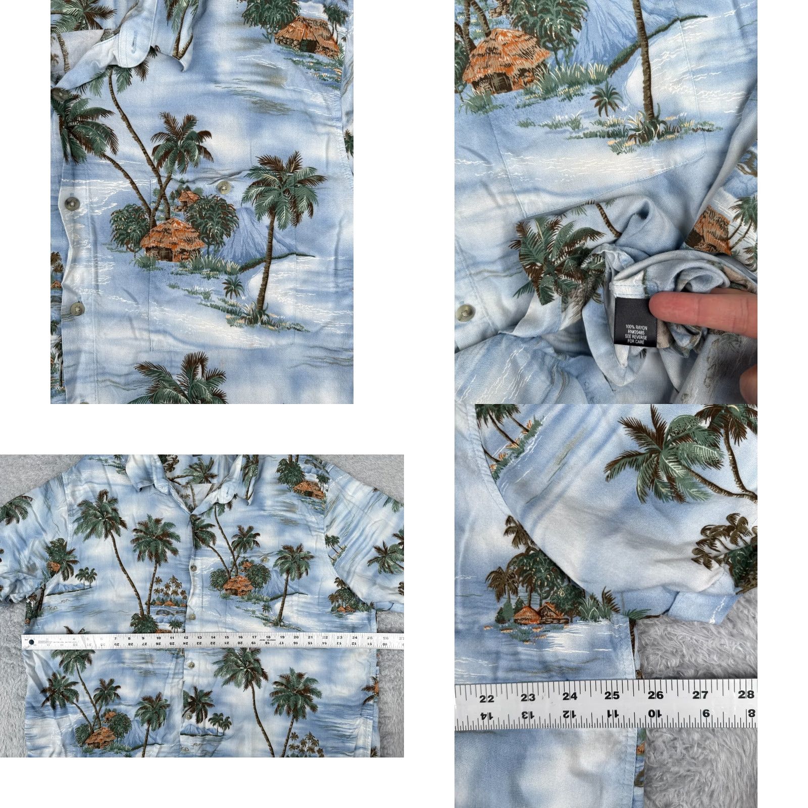 Croft & Barrow VINTAGE Croft & Barrow Shirt Men 2XL Blue Hawaiian Floral Button-Up Rayon Short Sleeve Aloha Beach Outdoor Pattern Mens Size US XXL / EU 58 / 5 - 8 Thumbnail