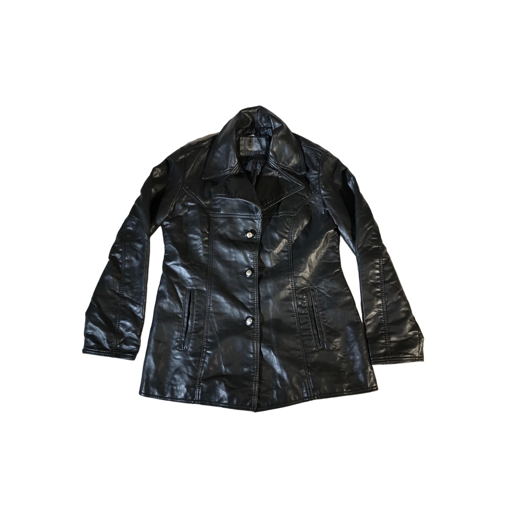 Vintage GG Genuine Garment Women's Blacks Button Leather Coat Size L / US 10 / IT 46 - 1 Thumbnail