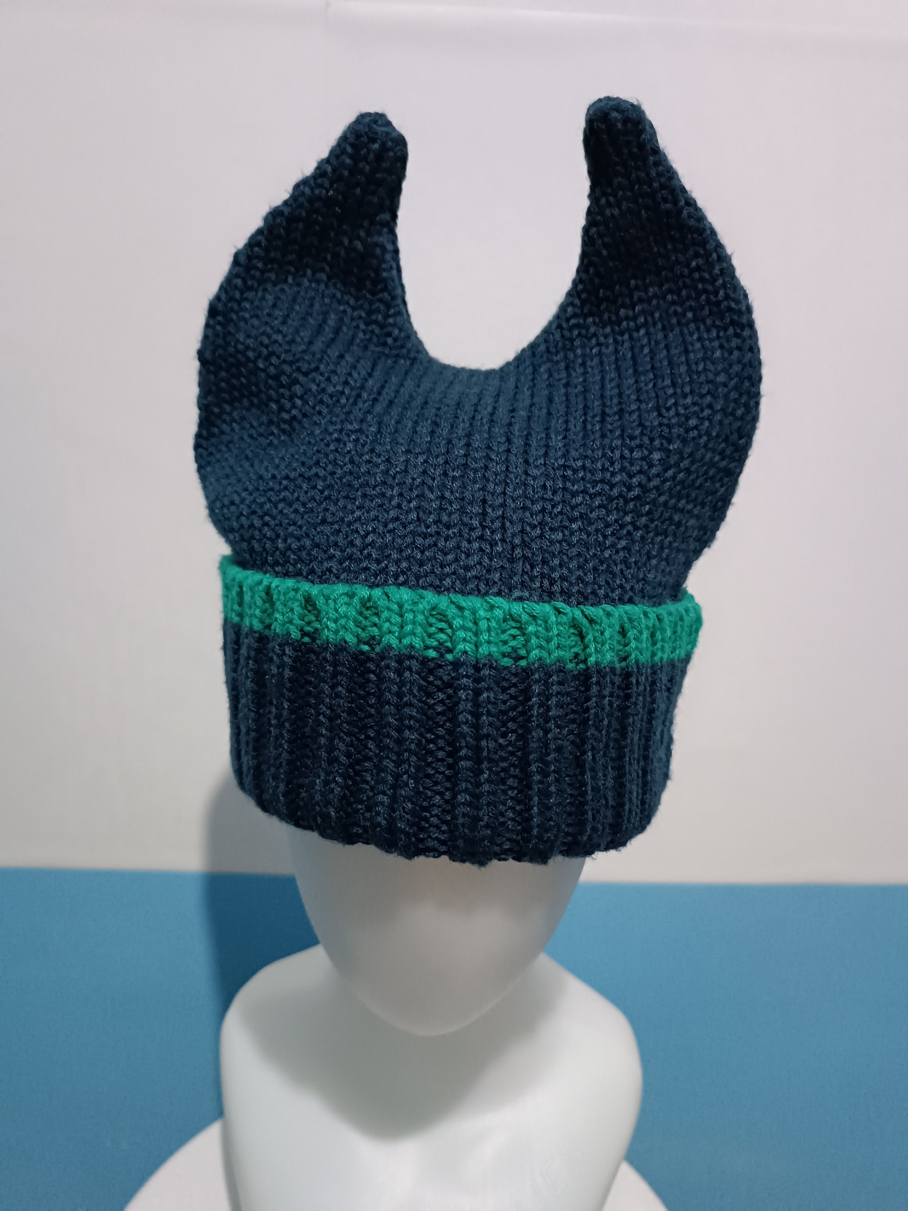 Japanese Brand Unknown Japanese Knitted Bunny Horn Devil Beanie Hats Size ONE SIZE - 1 Thumbnail