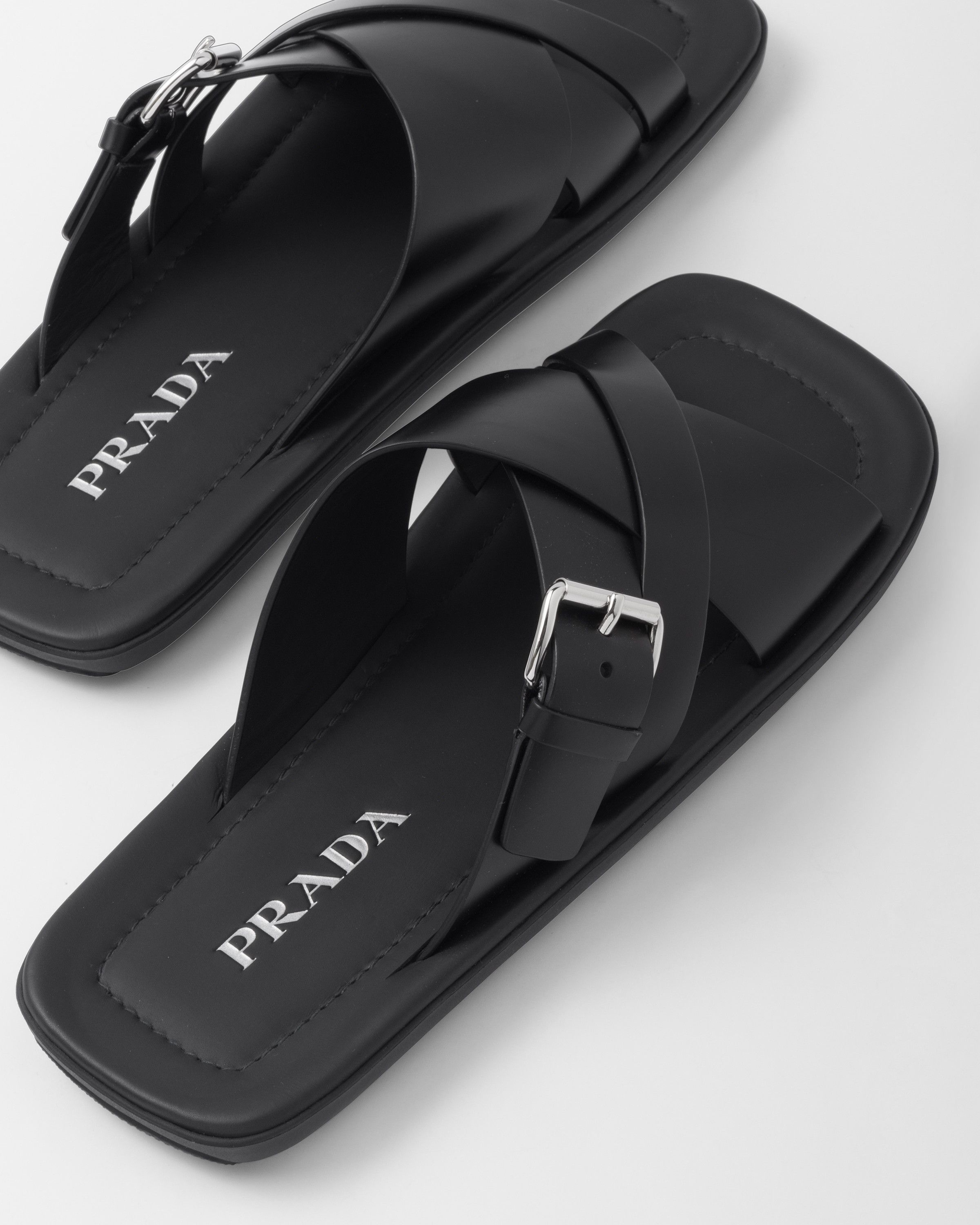 Prada o1bcso1str1025 Spazzolato Brushed Slides in Black Size US 9.5 / EU 42-43 - 7 Thumbnail
