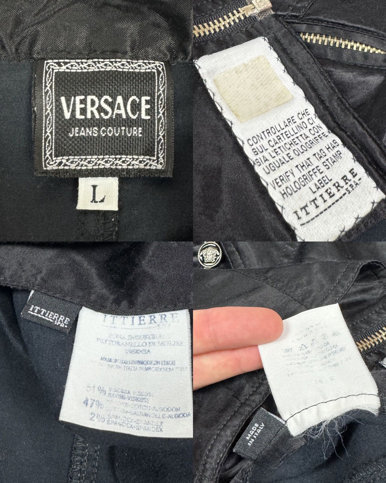 Versace × Vintage Versace Women's Black Short Sleeve Full Zip Cropped Shirt L Size L / US 10 / IT 46 - 2 Thumbnail