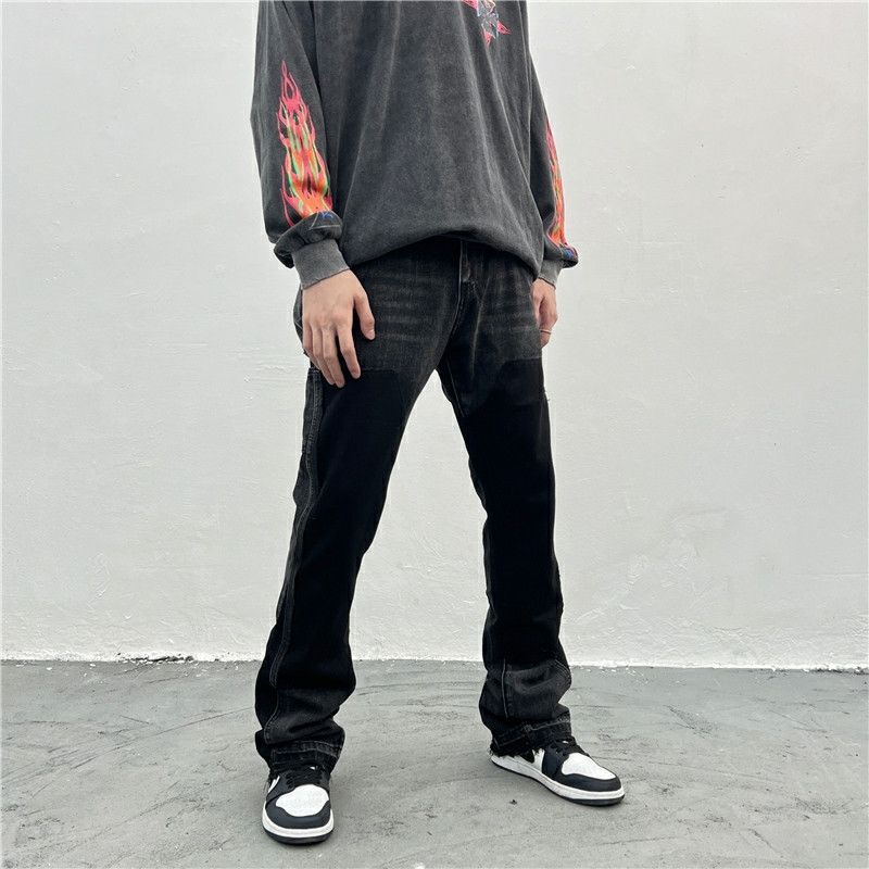 faded skate hiphop flared hiphop jeans