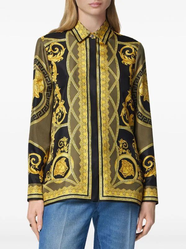 Versace o1s22i1n1024 The Cut Of Silk Shirt in Multicolor Size M / US 6-8 / IT 42-44 - 3 Thumbnail