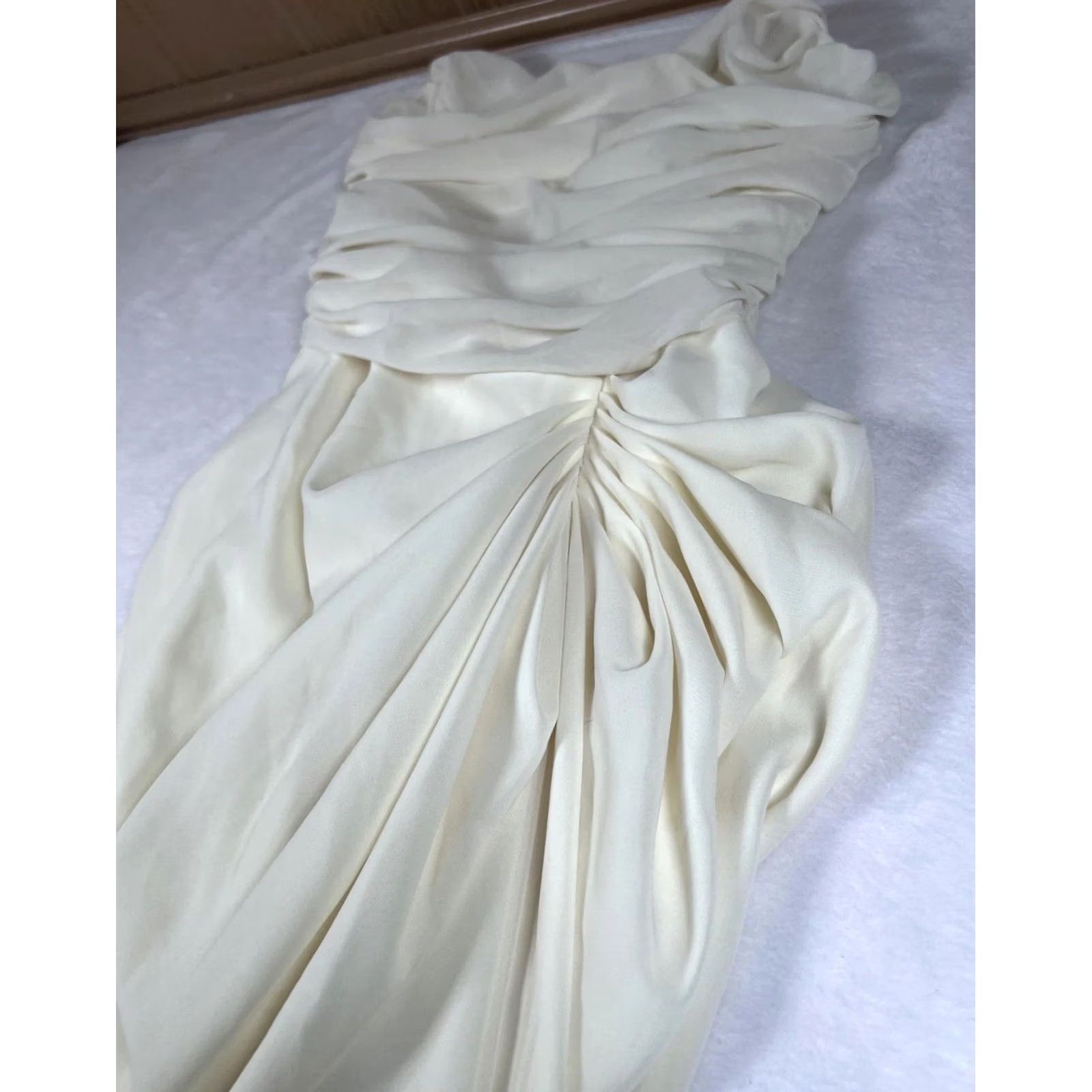 PrettyLittleThing PRETTYLITTLETHING Dress Womens 8 White Chiffon Corset Bandeau Draped Midi Party Dress Size M / US 6-8 / IT 42-44 - 2 Thumbnail
