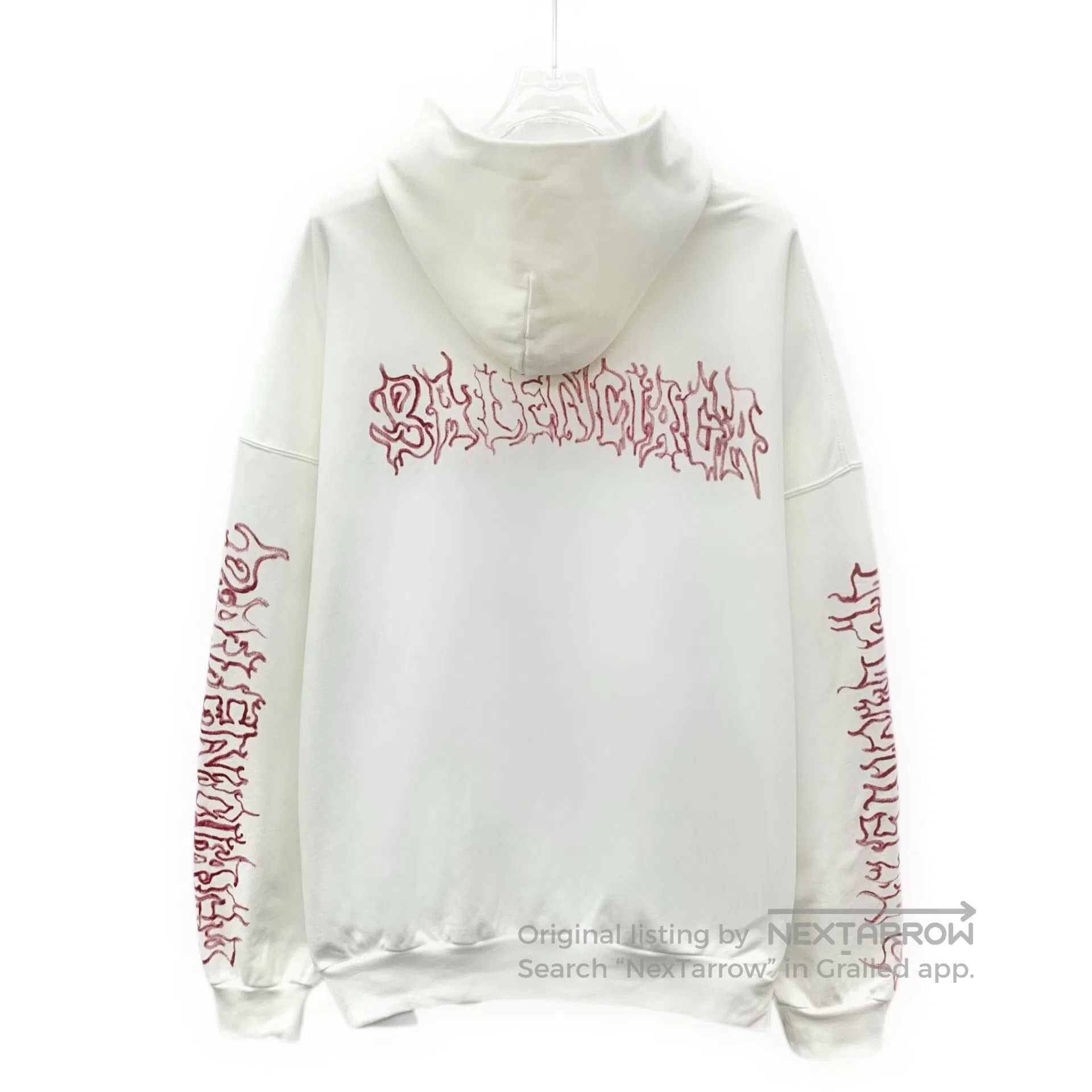 Balenciaga Balenciaga White logo letter print cotton hooded long slee Size US S / EU 44-46 / 1 - 2 Thumbnail